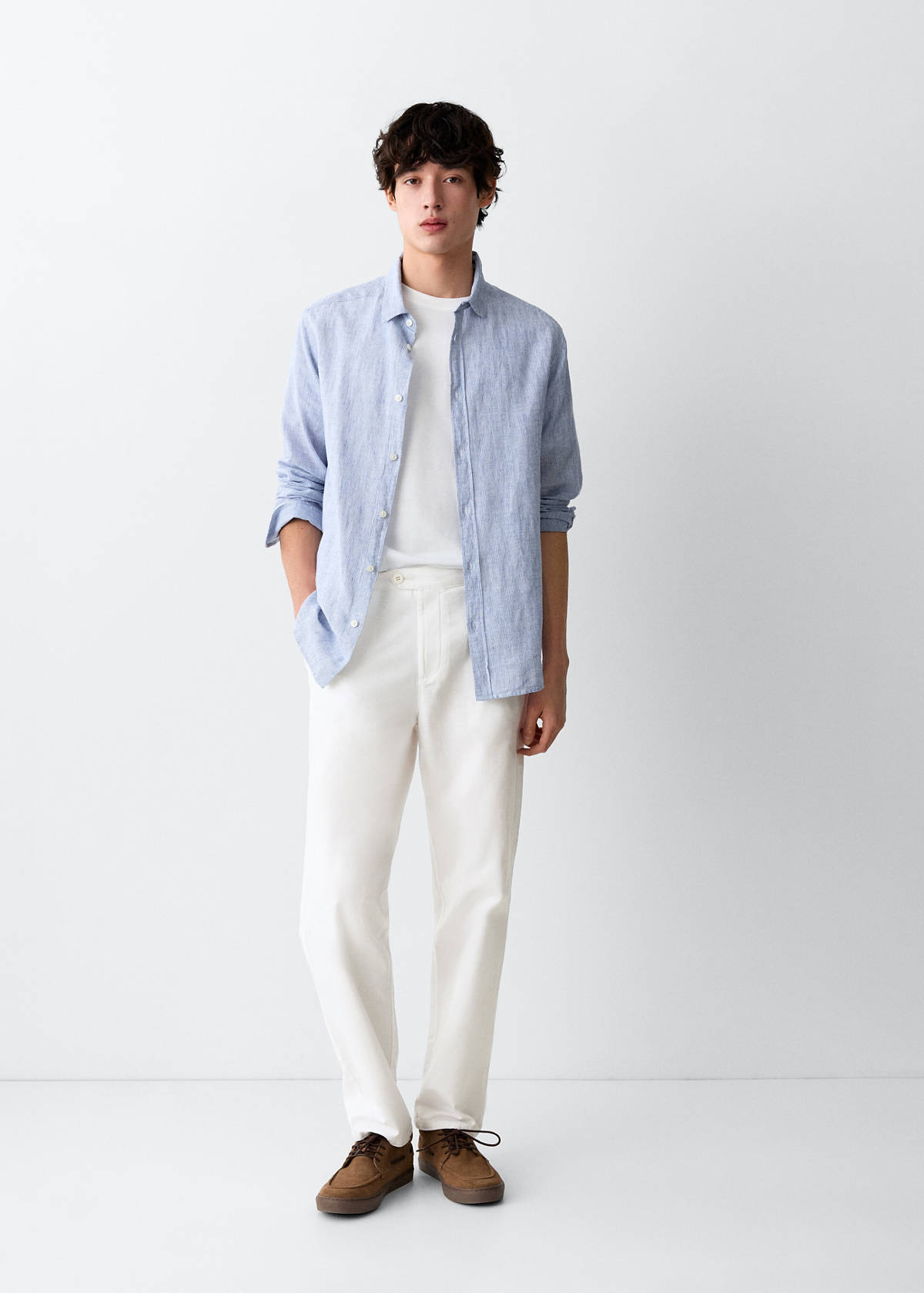Straight-leg linen-cotton blend trousers — Off White
