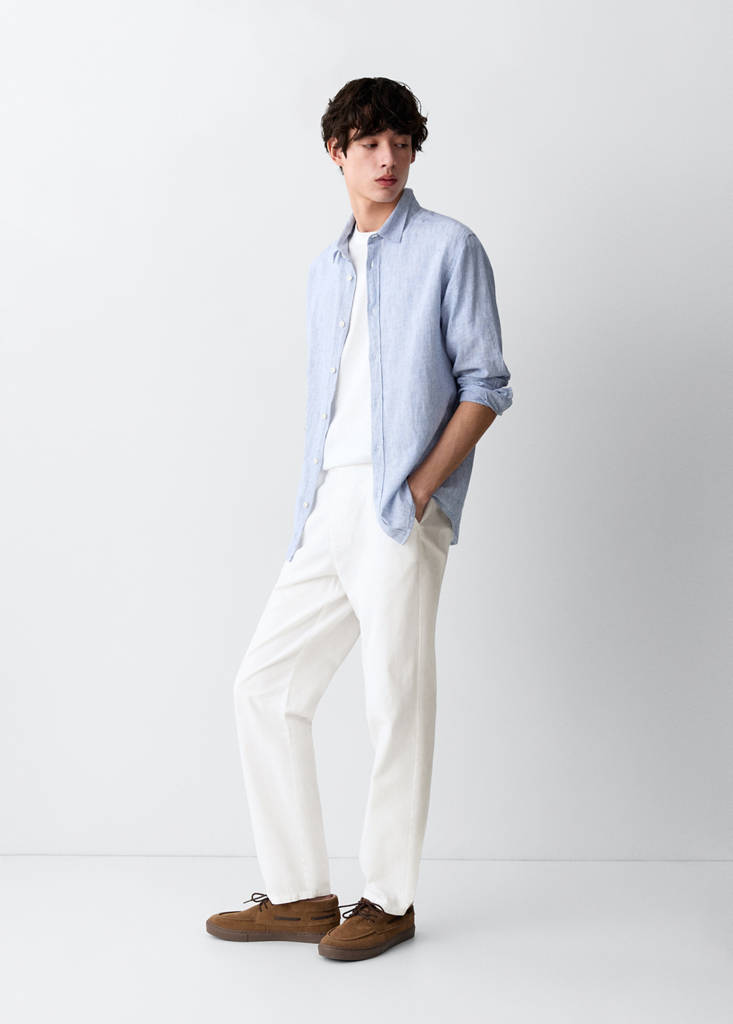 Straight-leg linen-cotton blend trousers — Off White