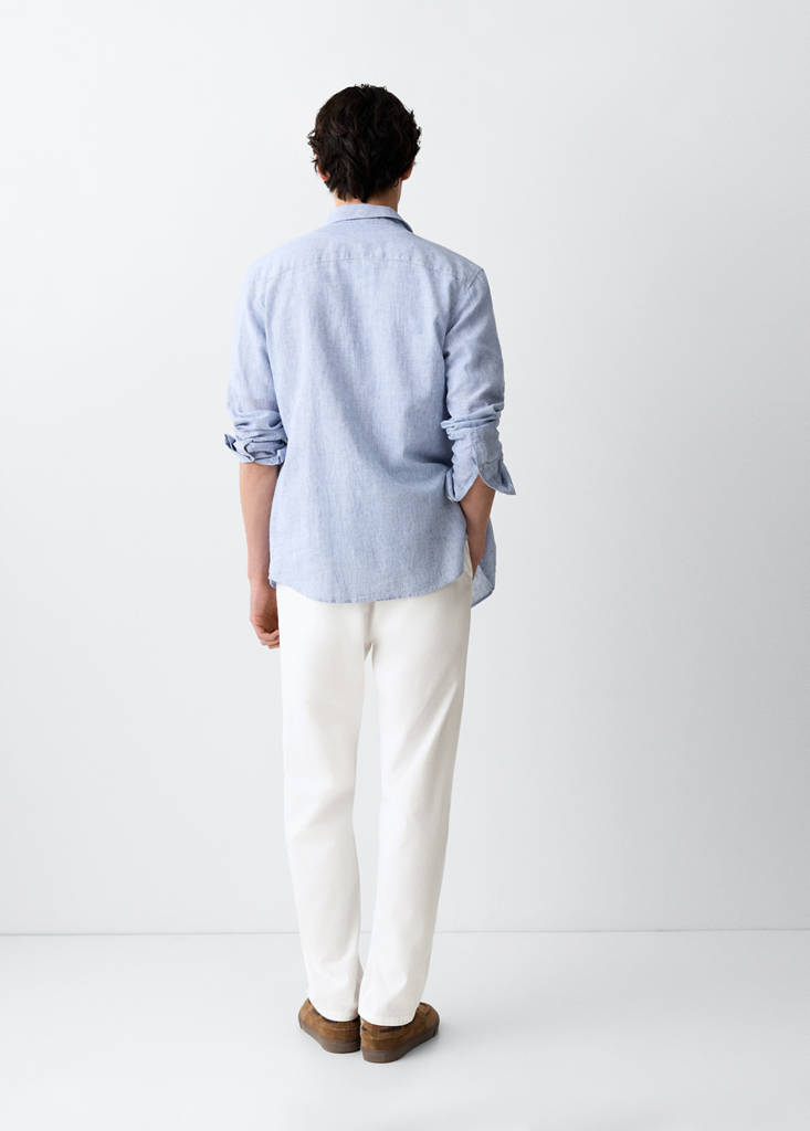 Straight-leg linen-cotton blend trousers — Off White