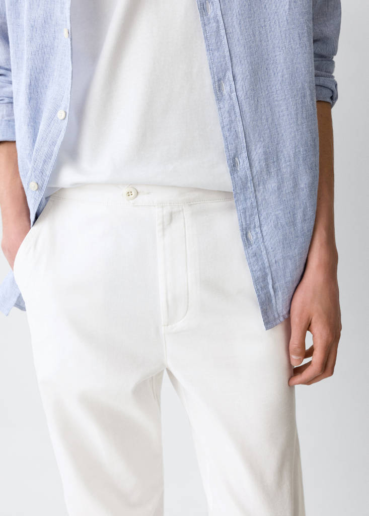 Straight-leg linen-cotton blend trousers — Off White