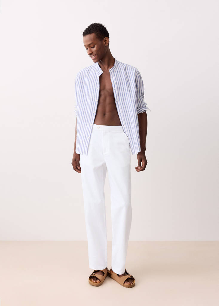 Straight-leg linen-cotton blend trousers — Off White