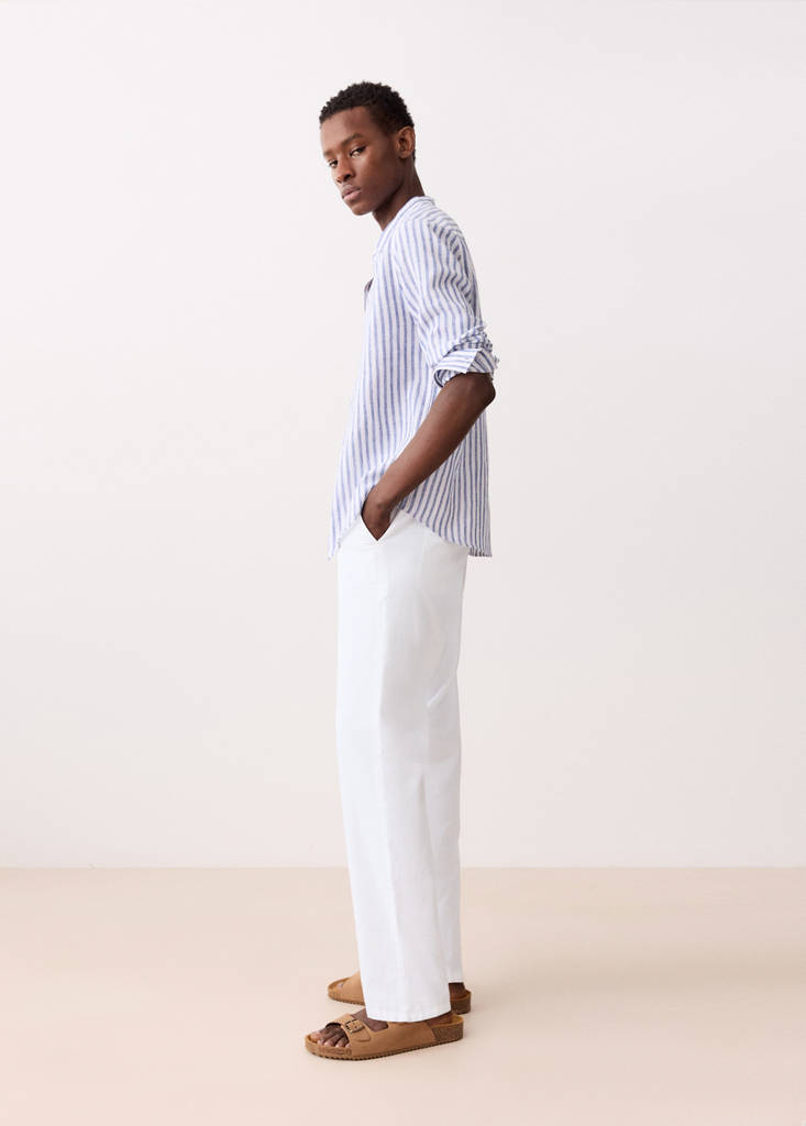 Straight-leg linen-cotton blend trousers — Off White