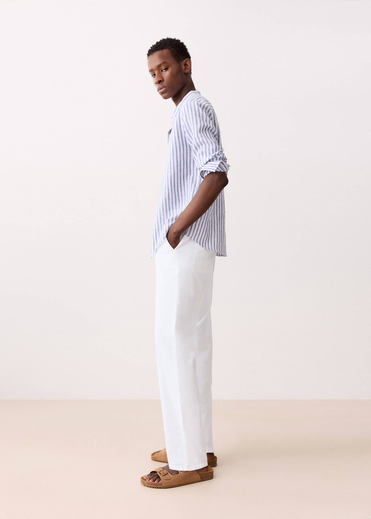 Straight-leg linen-cotton blend trousers — Off White