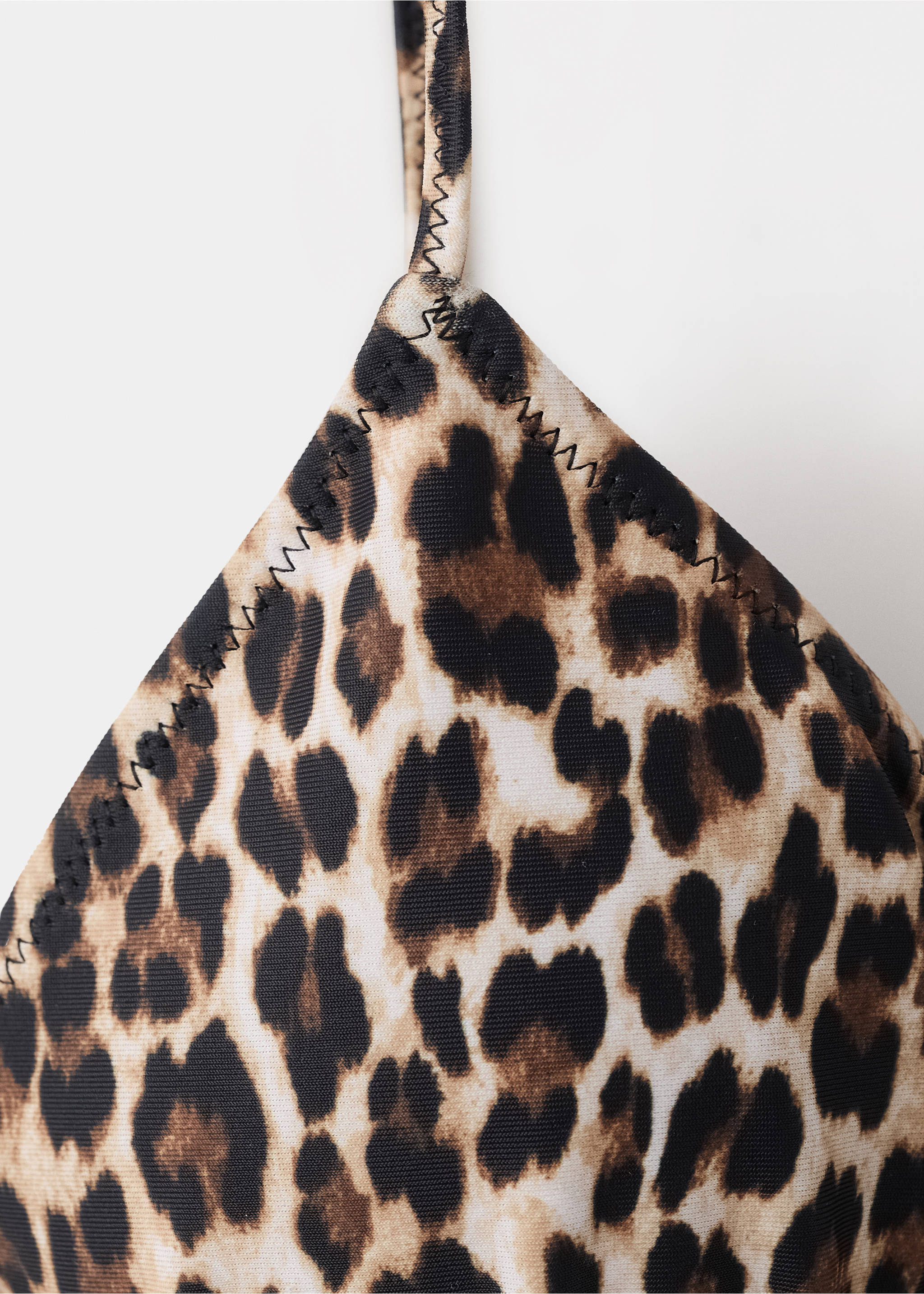 Leopard print triangle bikini top - Details of the article 8, Brown. Ref: 27046720-00.