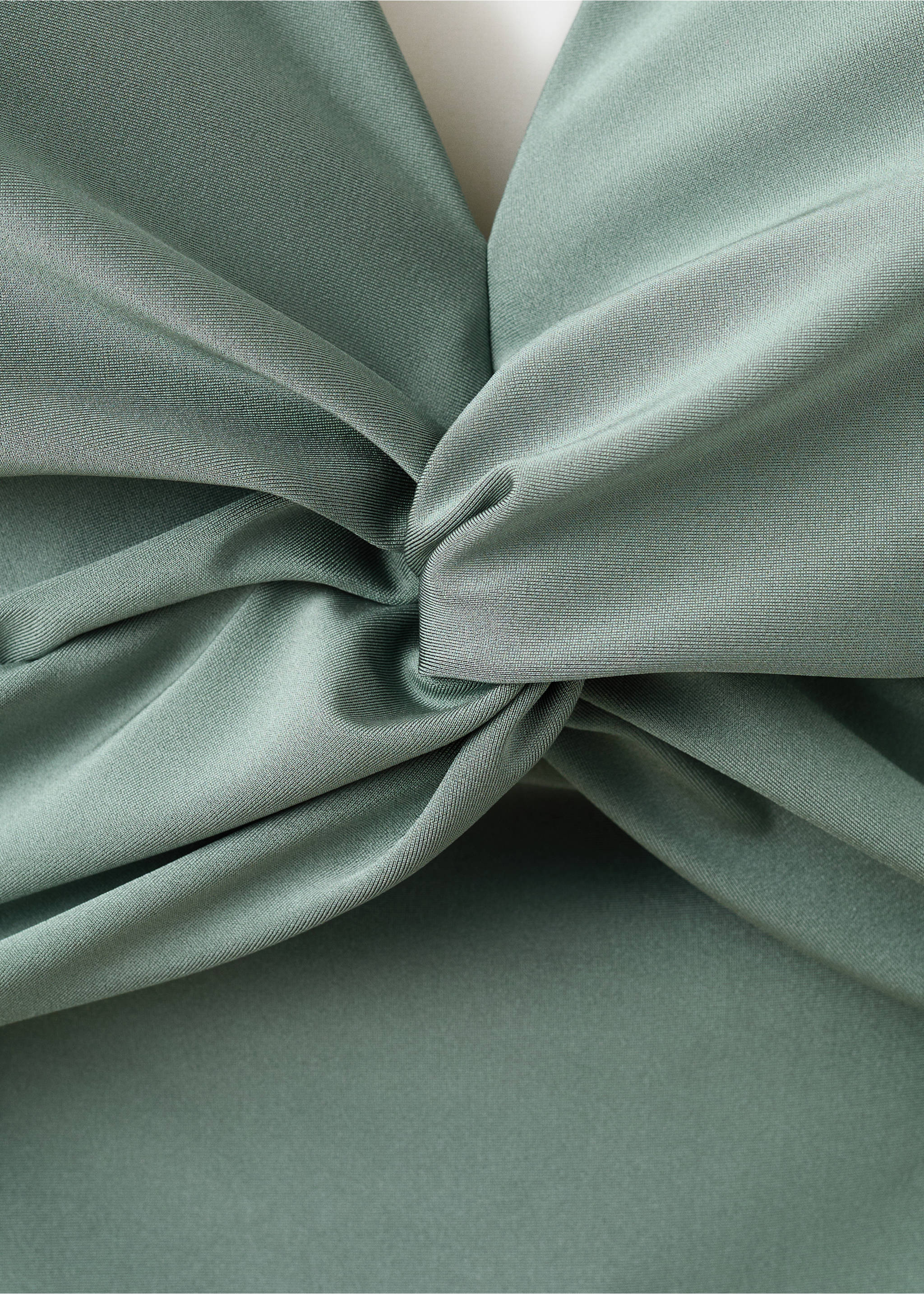 Draped detail swimsuit - Details of the article 8, Khaki. Ref: 27046721-00.