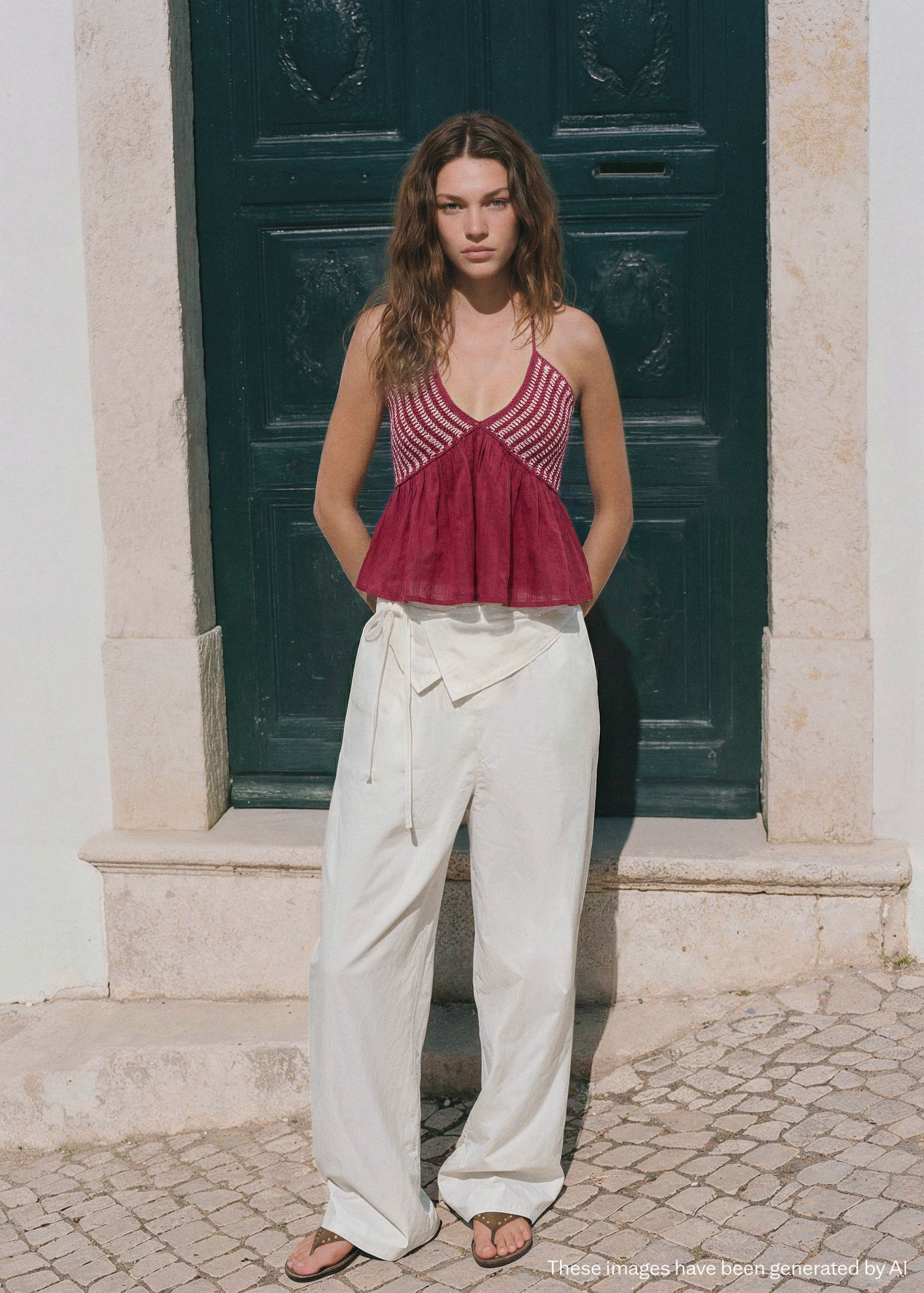 Pantalons lli detall mocador - Pla general