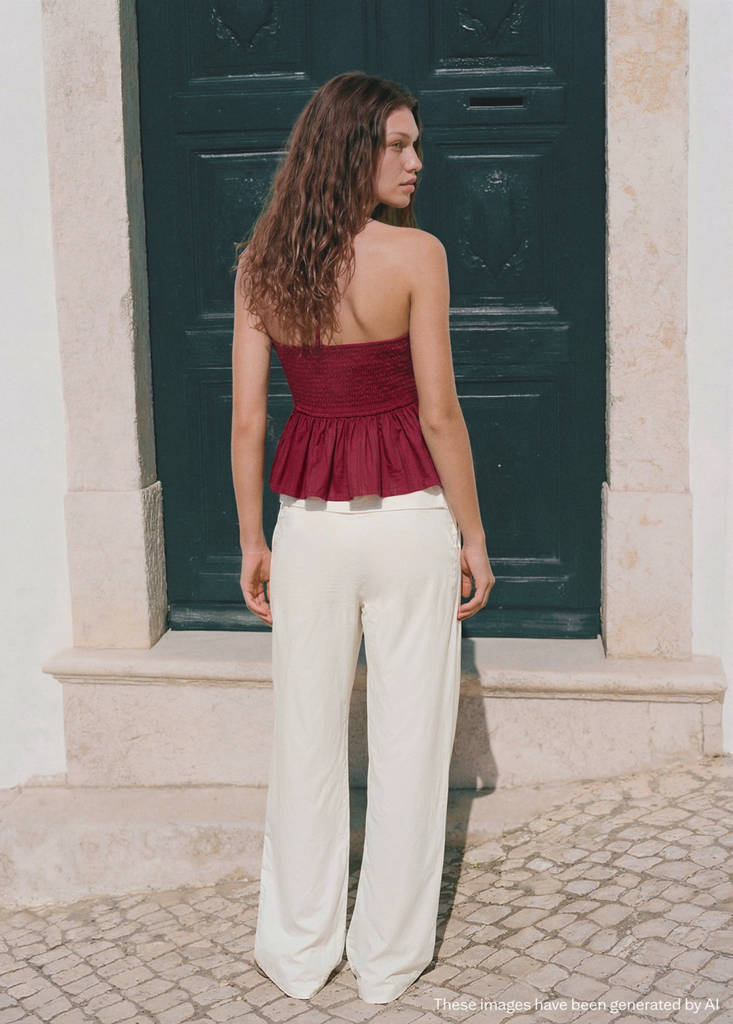 Linen trousers with handkerchief detail — Off White