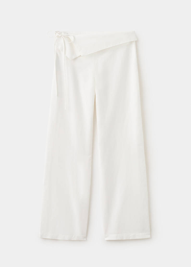 Linen trousers with handkerchief detail — Off White