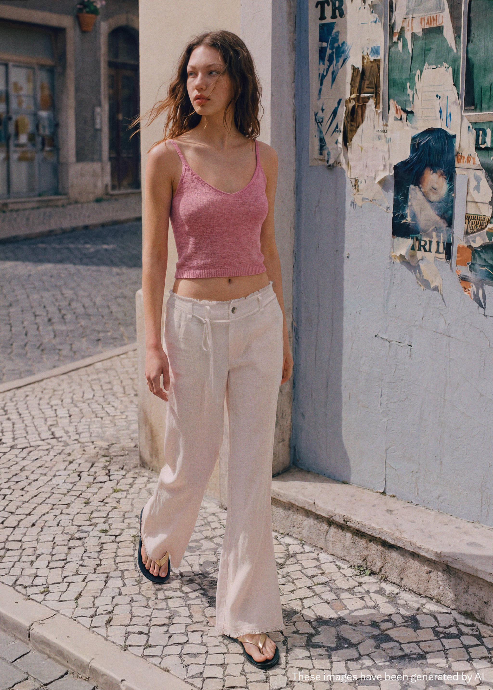 Thin knit top with straps - General plane