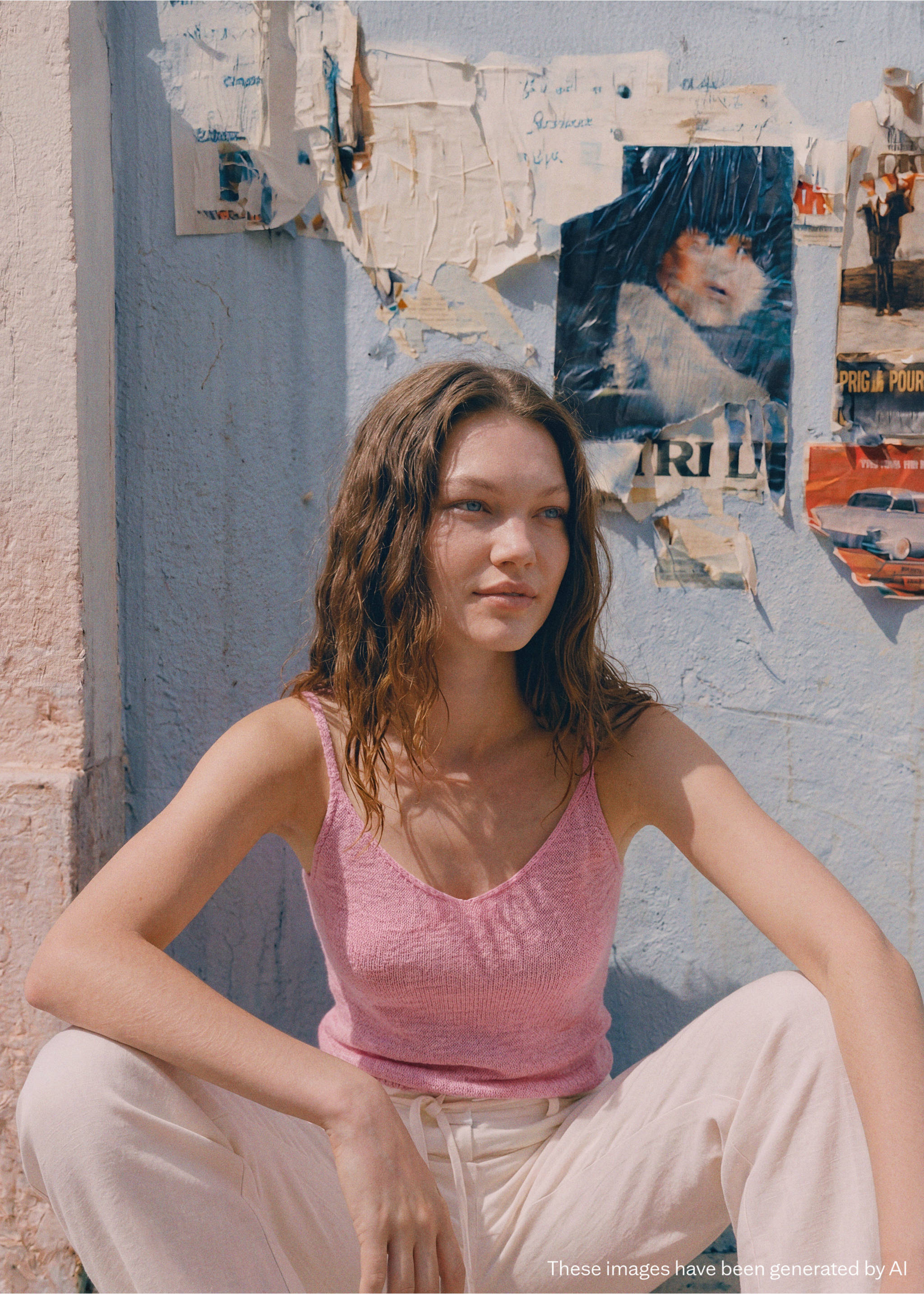 Thin knit top with straps - Medium plane, Pink. Ref: 27046730-00.