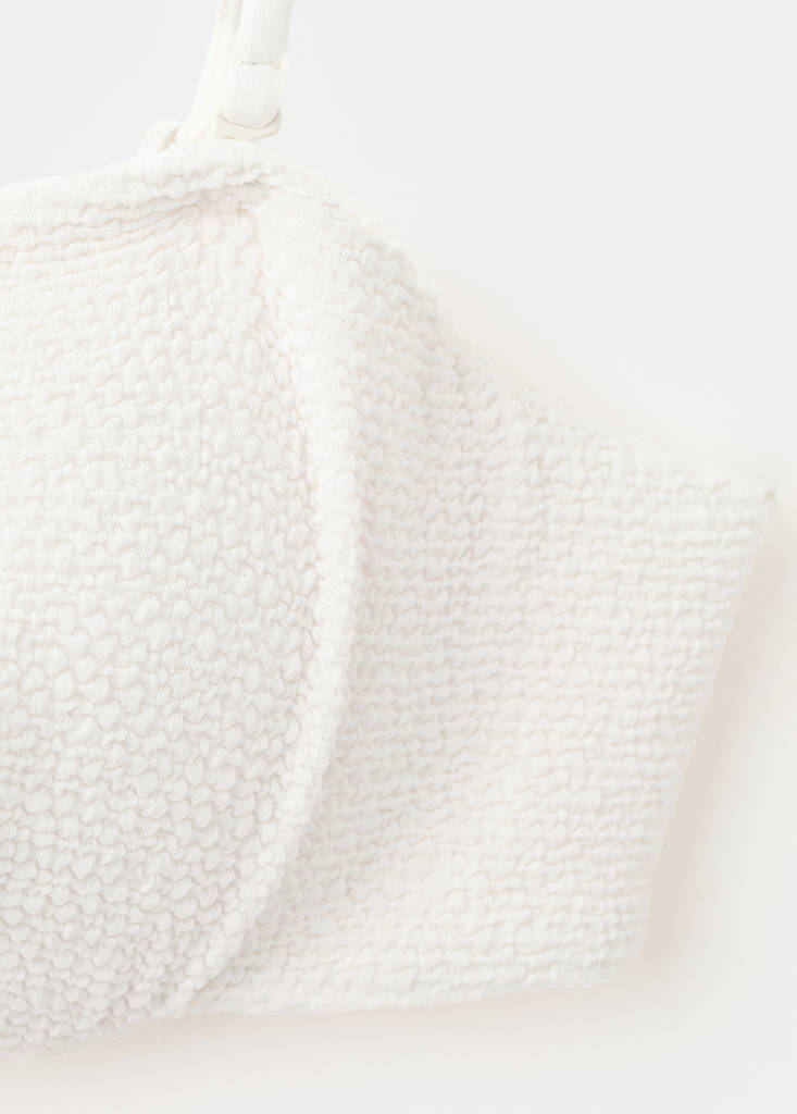 Textured bandeau bikini top — Ecru
