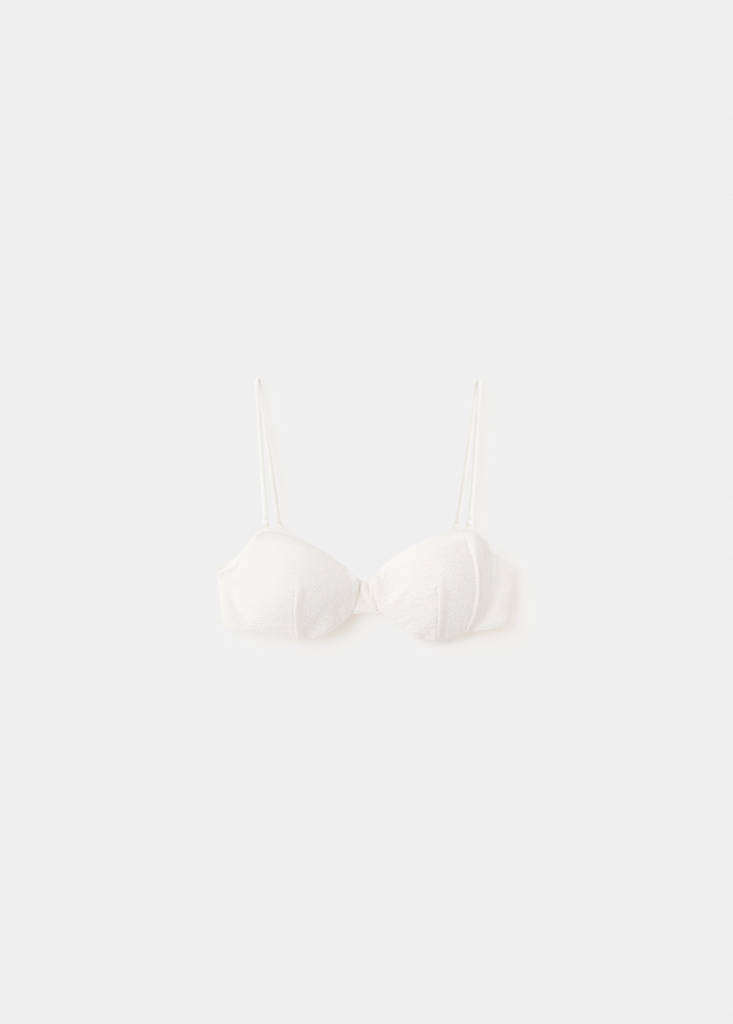 Textured bandeau bikini top — Ecru