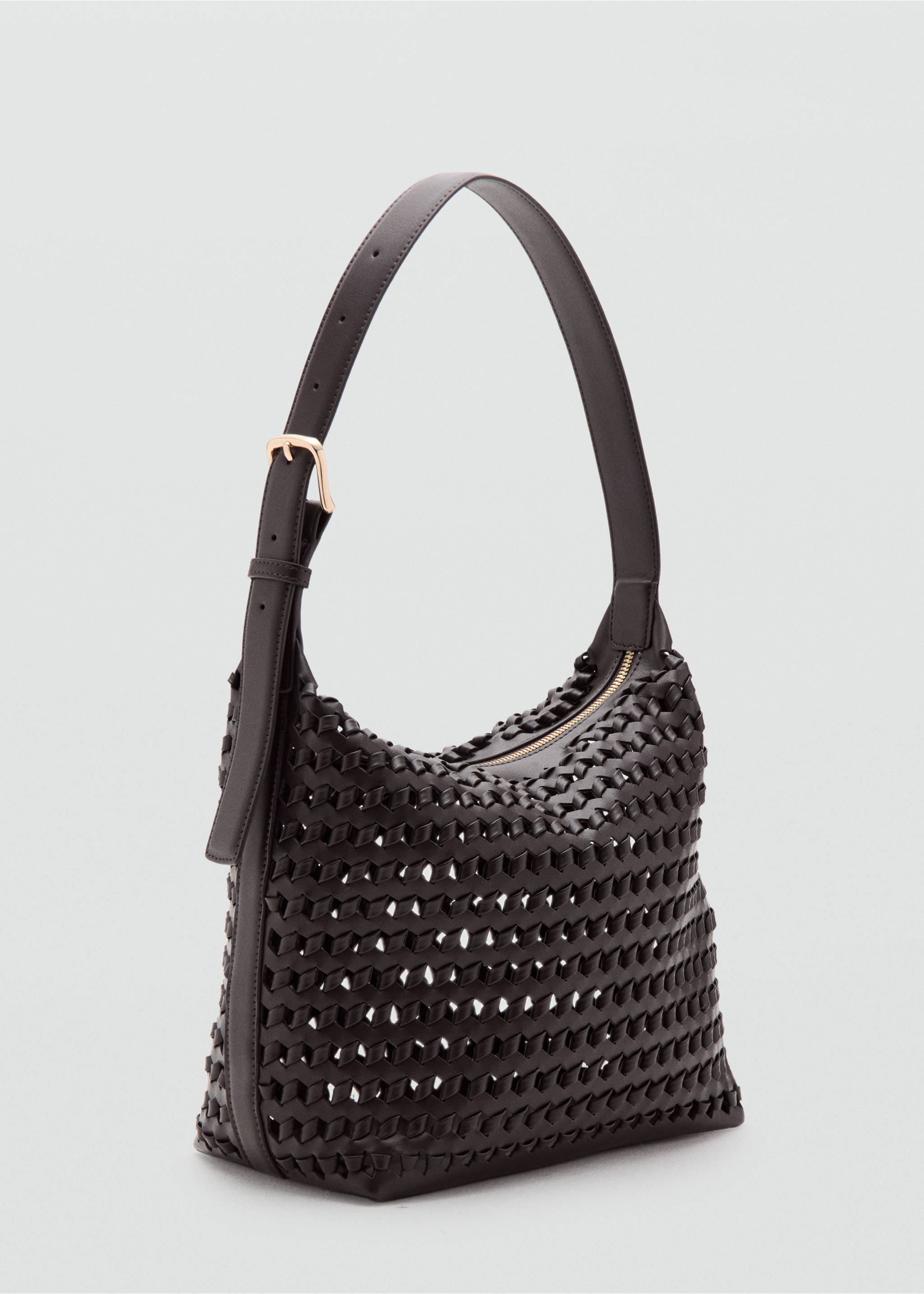 Braided shoulder bag - Medium plane, Chocolate. Ref: 27046740-00.