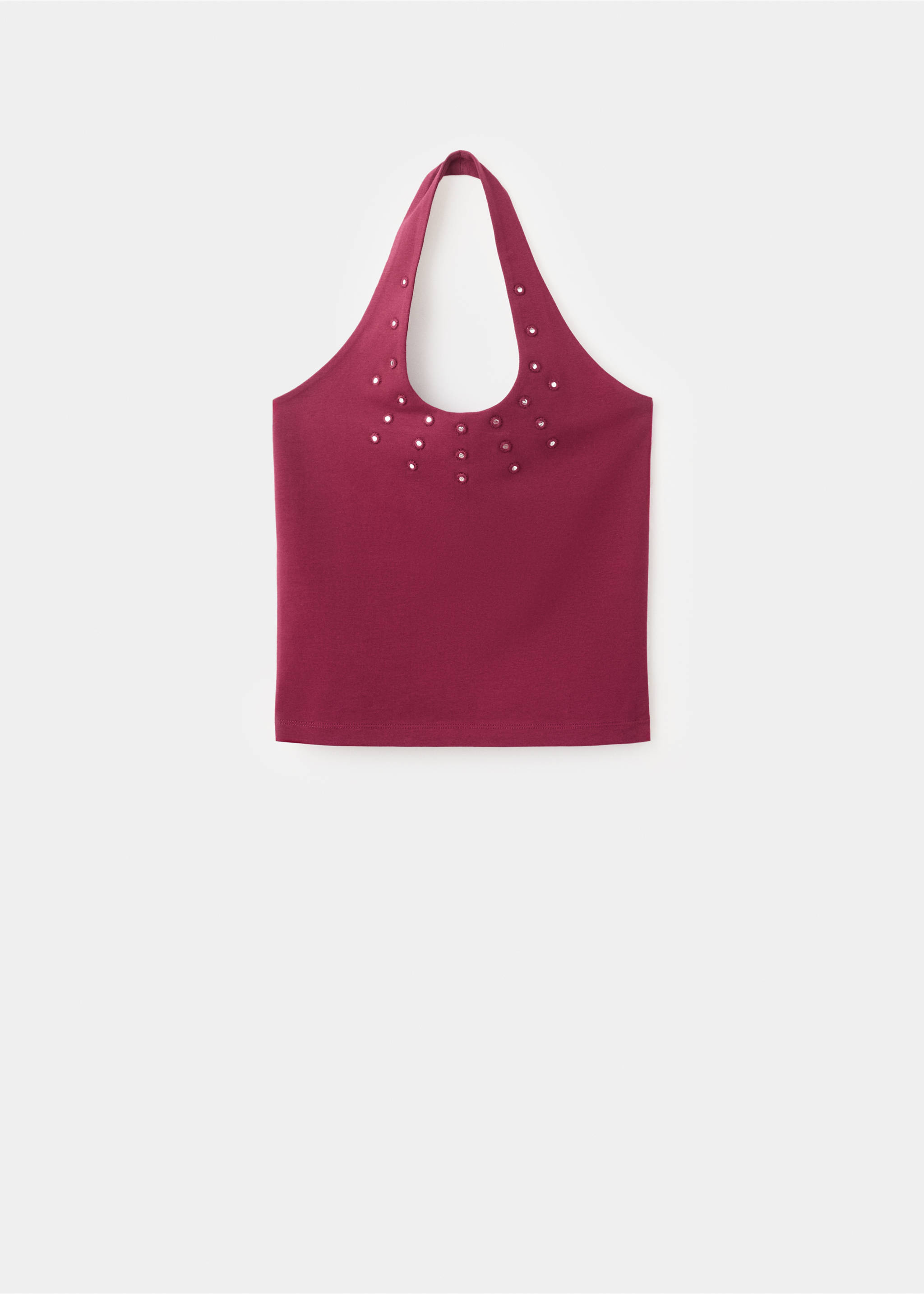 Halter top with metallic appliqués - Article without model, Burgundy. Ref: 27046741-00.
