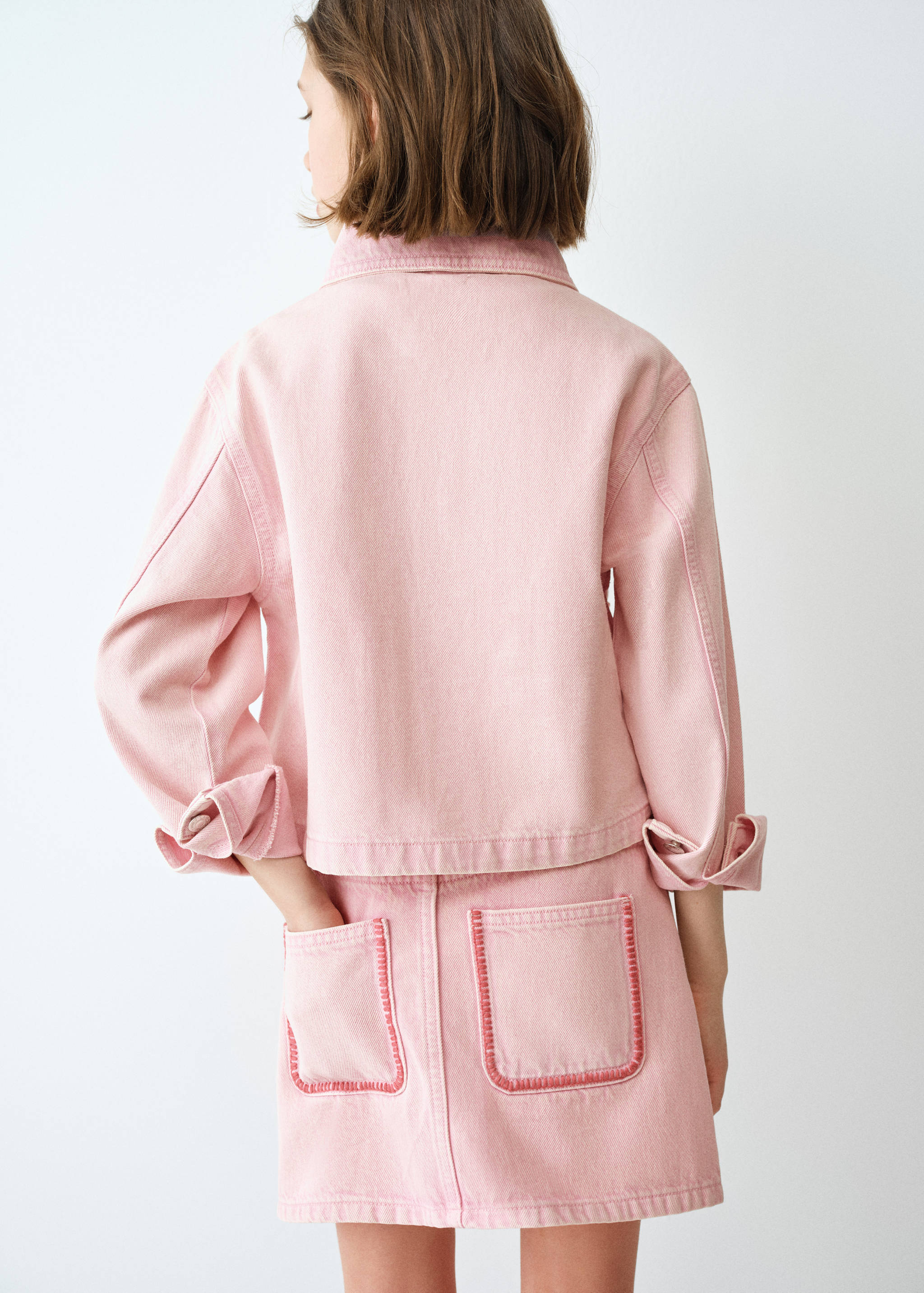 Denim skirt with embroidered details - Details of the article 1