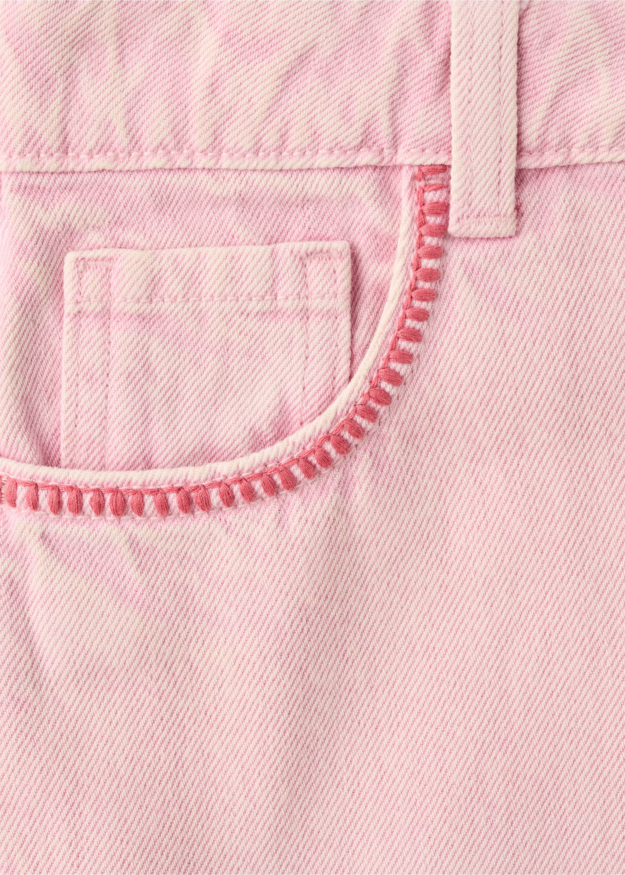 Denim skirt with embroidered details - Details of the article 8, Pink. Ref: 27046742-00.