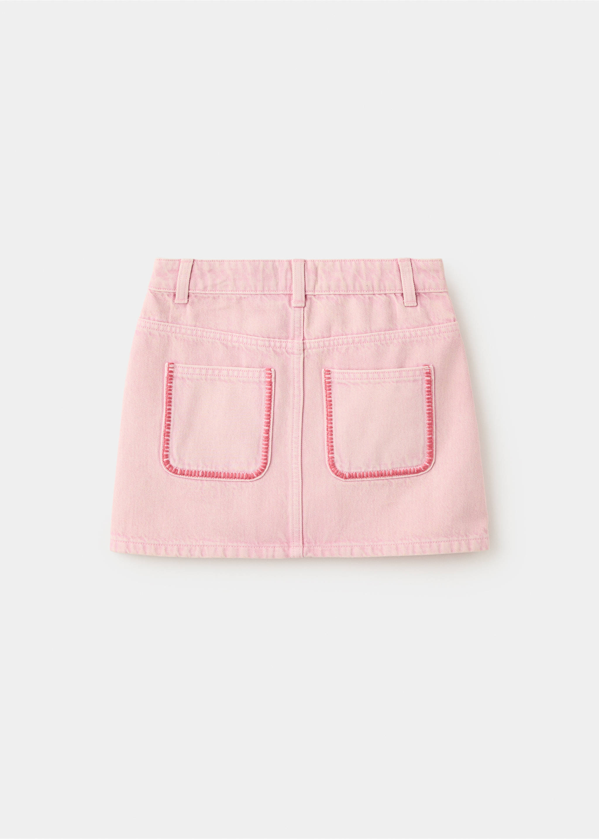 Denim skirt with embroidered details - Reverse of the article, Pink. Ref: 27046742-00.