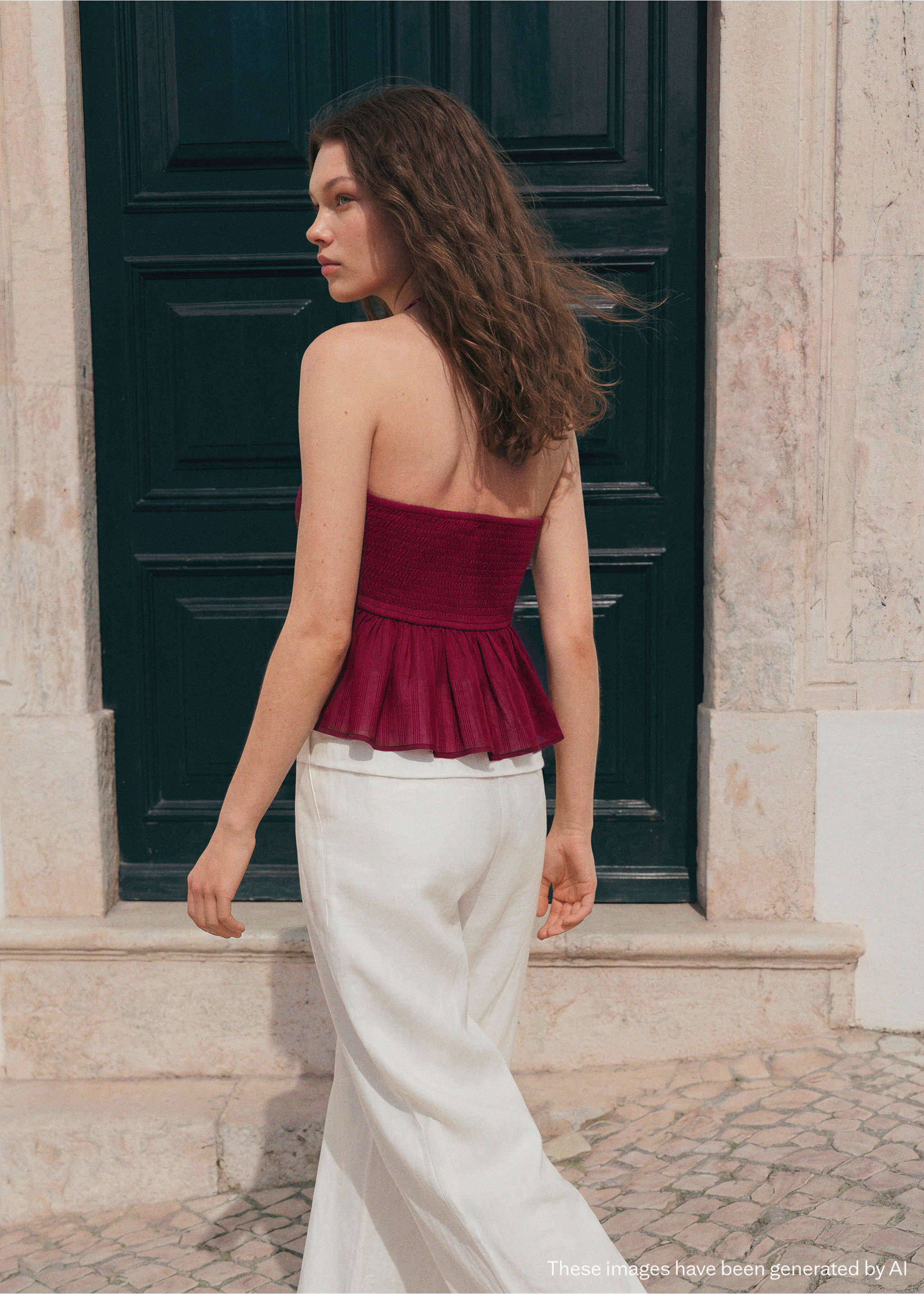 توب كروشيه بلونين - الجهة الخلفية للمنتج, كستنائي. Ref: 27046745-00.