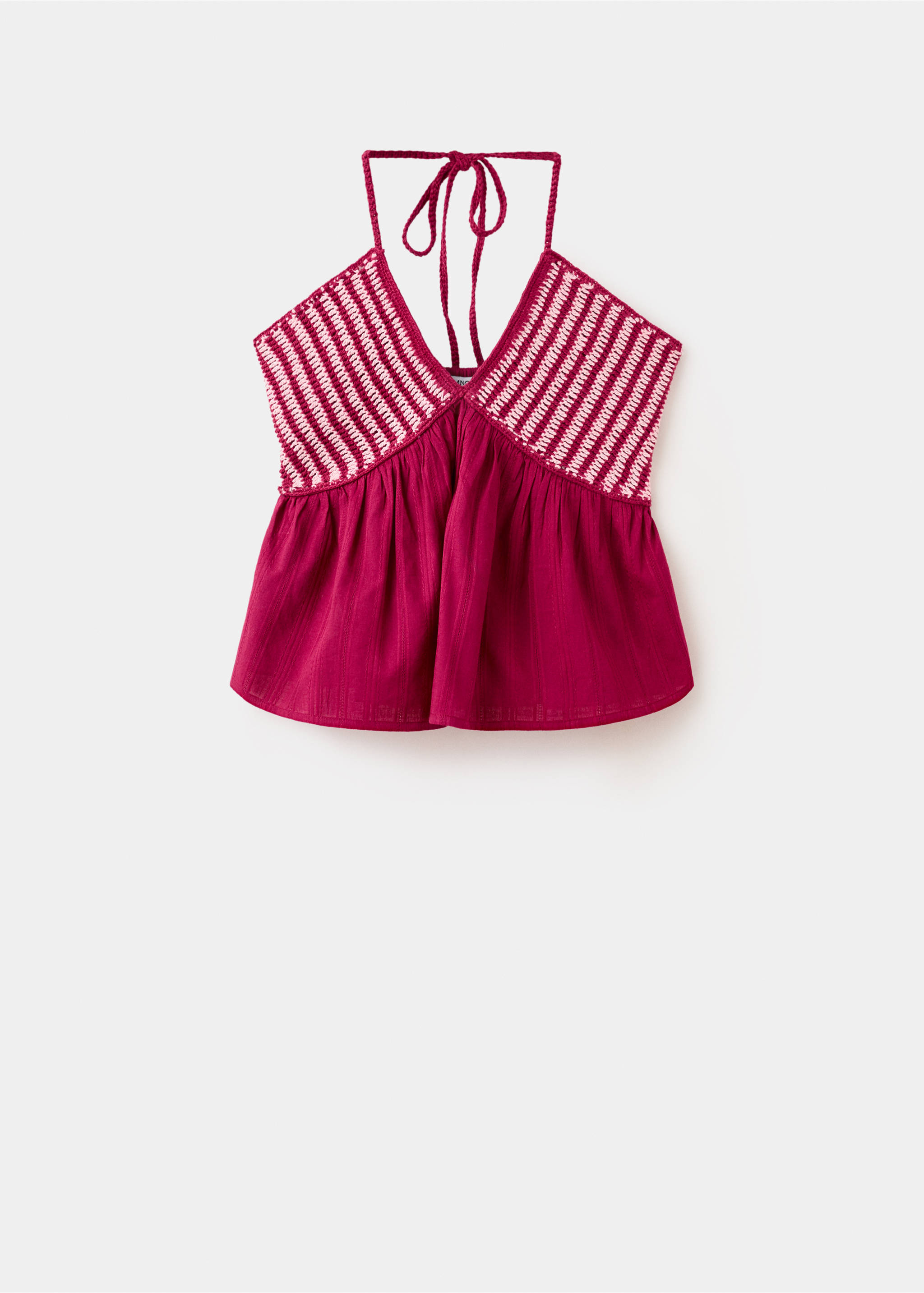 Two-tone crochet top - Article without model, Maroon. Ref: 27046745-00.