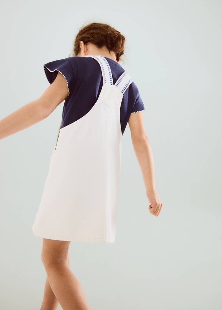 Pinafore with embroidered details — White
