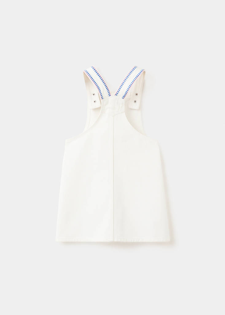 Pinafore with embroidered details — White