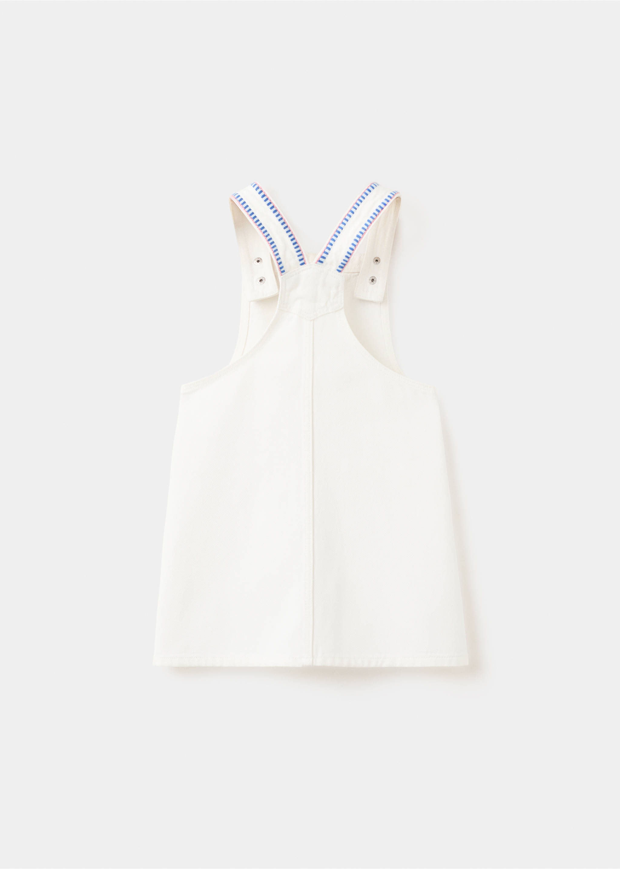 Pinafore with embroidered details - Reverse of the article, White. Ref: 27046746-00.
