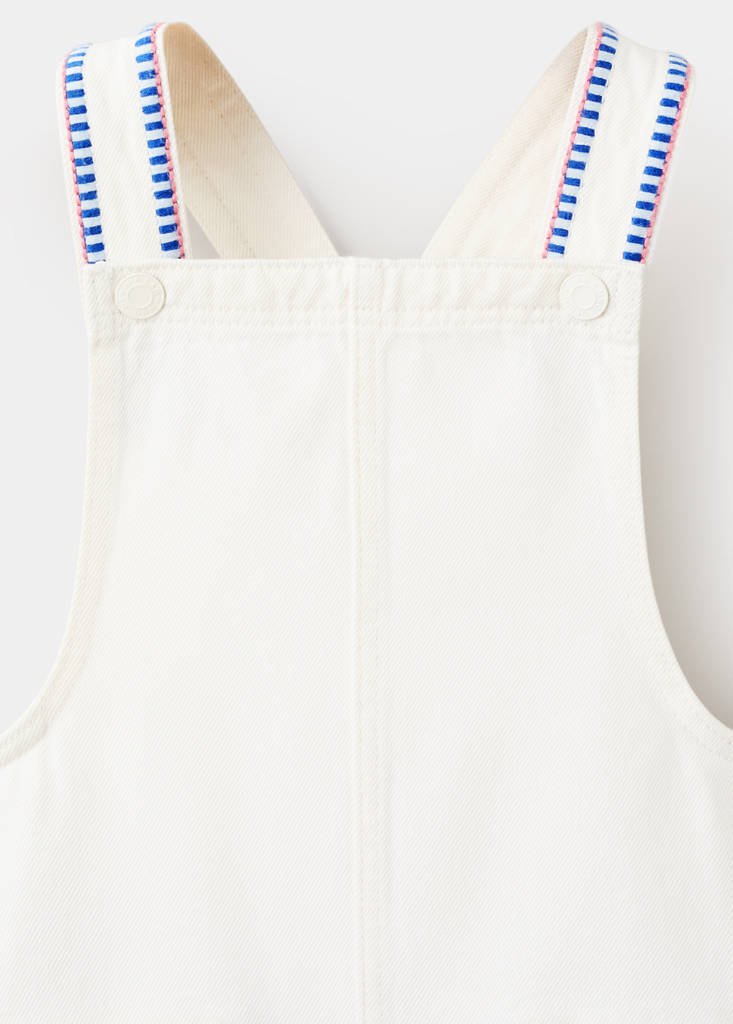 Pinafore with embroidered details — White