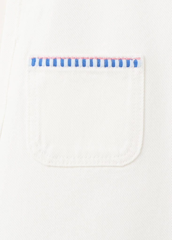 Pinafore with embroidered details — White