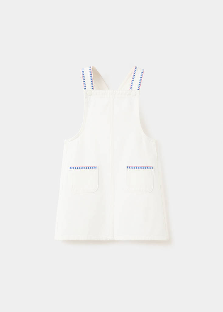 Pinafore with embroidered details — White