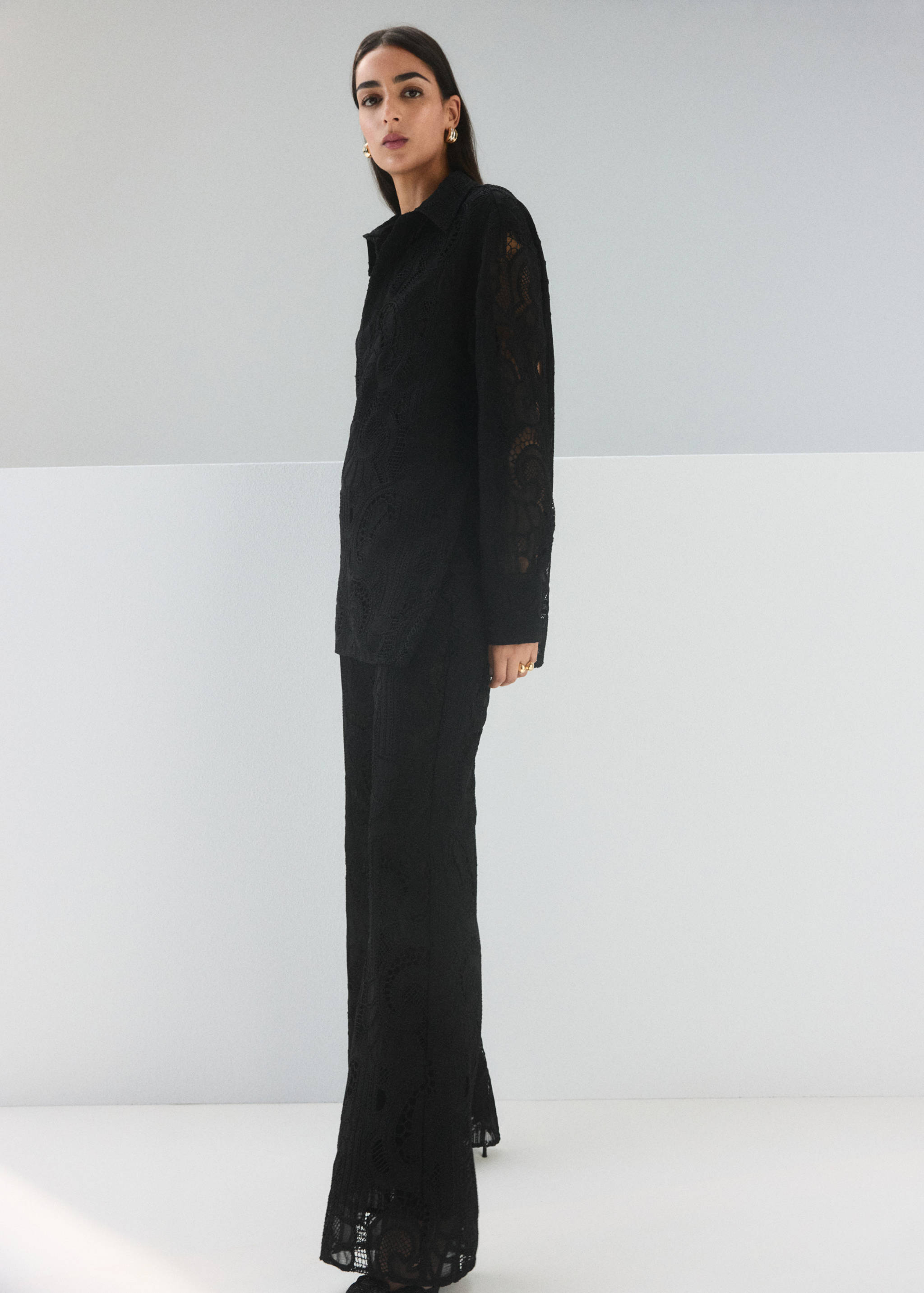 Pantalon droit brodé ajouré - Plan général