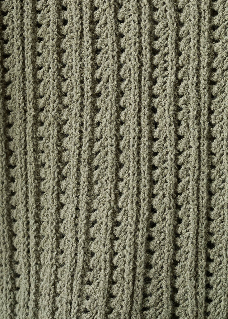Openwork knitted polo-neck sweater — Khaki