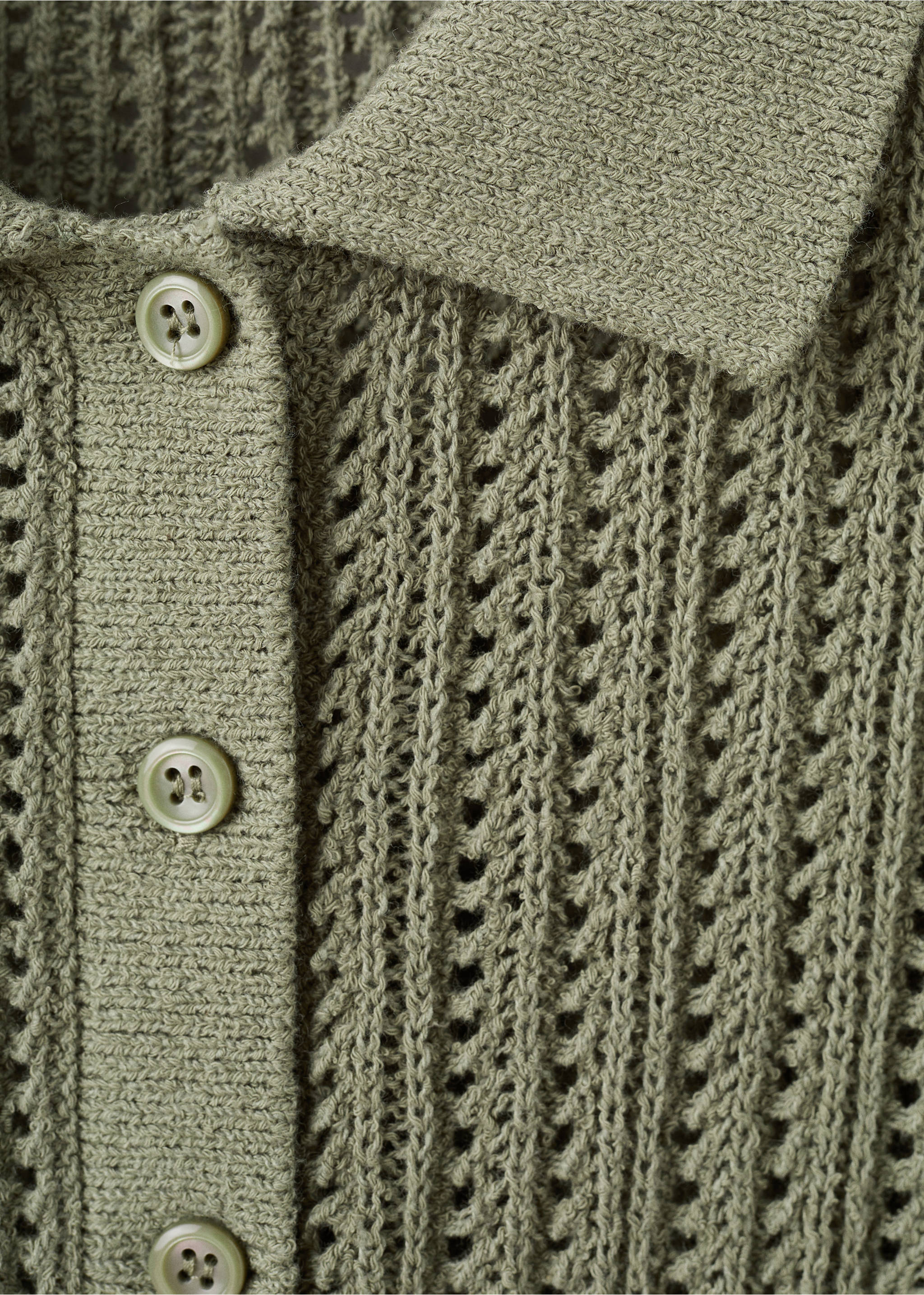 Jersey punto calado cuello polo - Detalle del artículo 0, Khaki. Ref: 27047138-00.