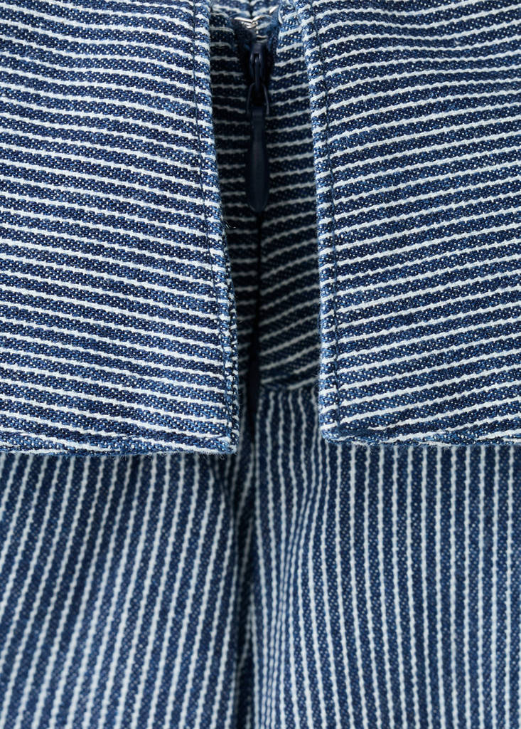 Wide leg striped jeans with rolled-up waist — Dark Blue