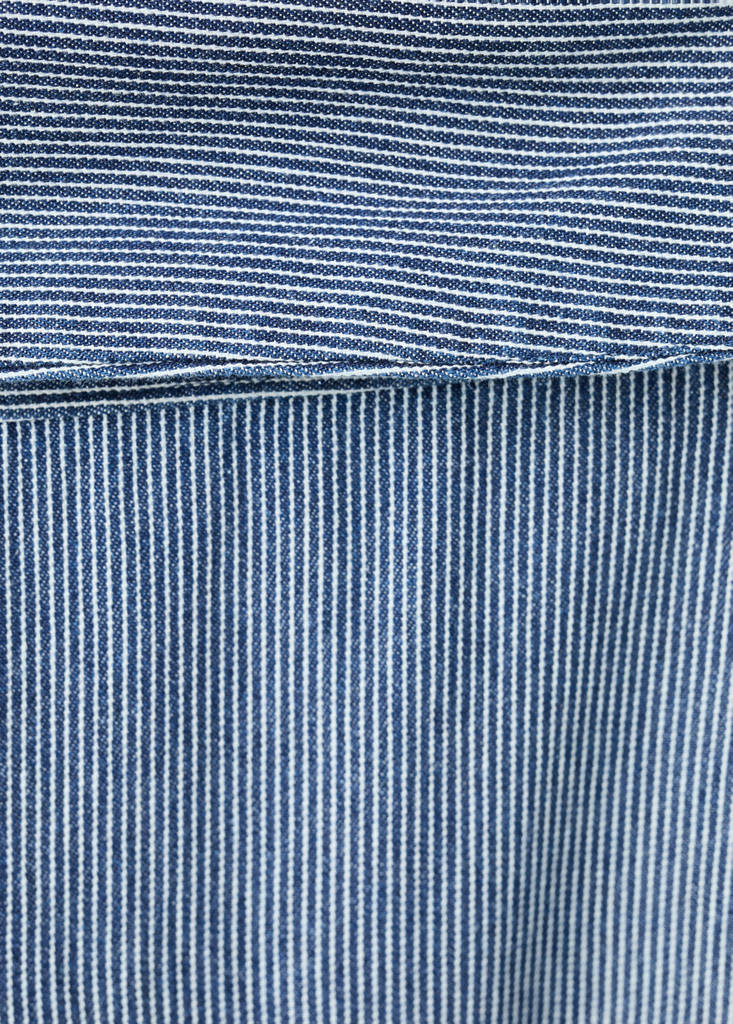 Wide leg striped jeans with rolled-up waist — Dark Blue