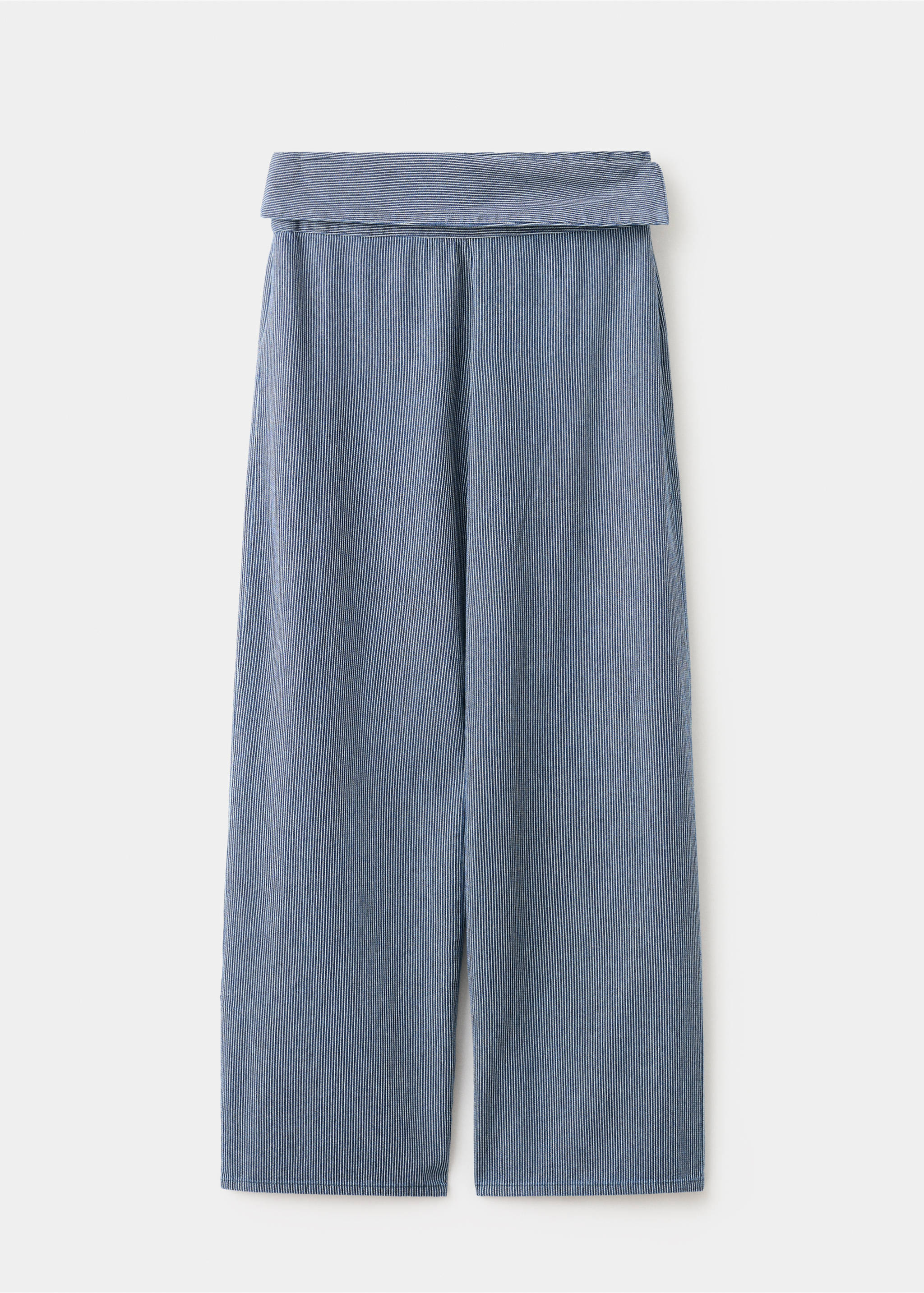 Weit geschnittene Jeans mit Streifen und umgeschlagener Taille - Artikel ohne Model, Dunkelblau. Ref: 27047139-00.