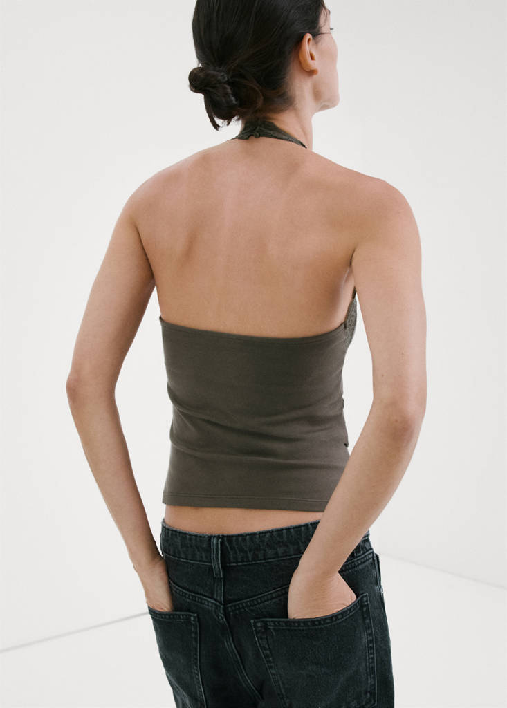 Lace trim top — Medium Brown