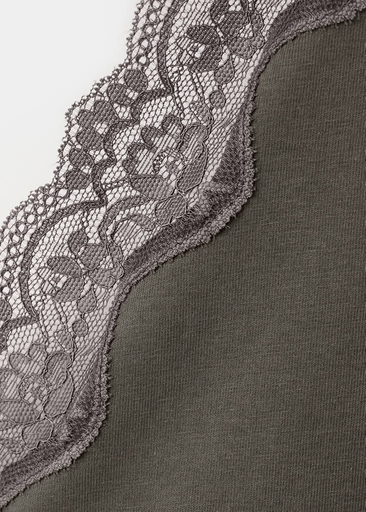Lace trim top — Medium Brown