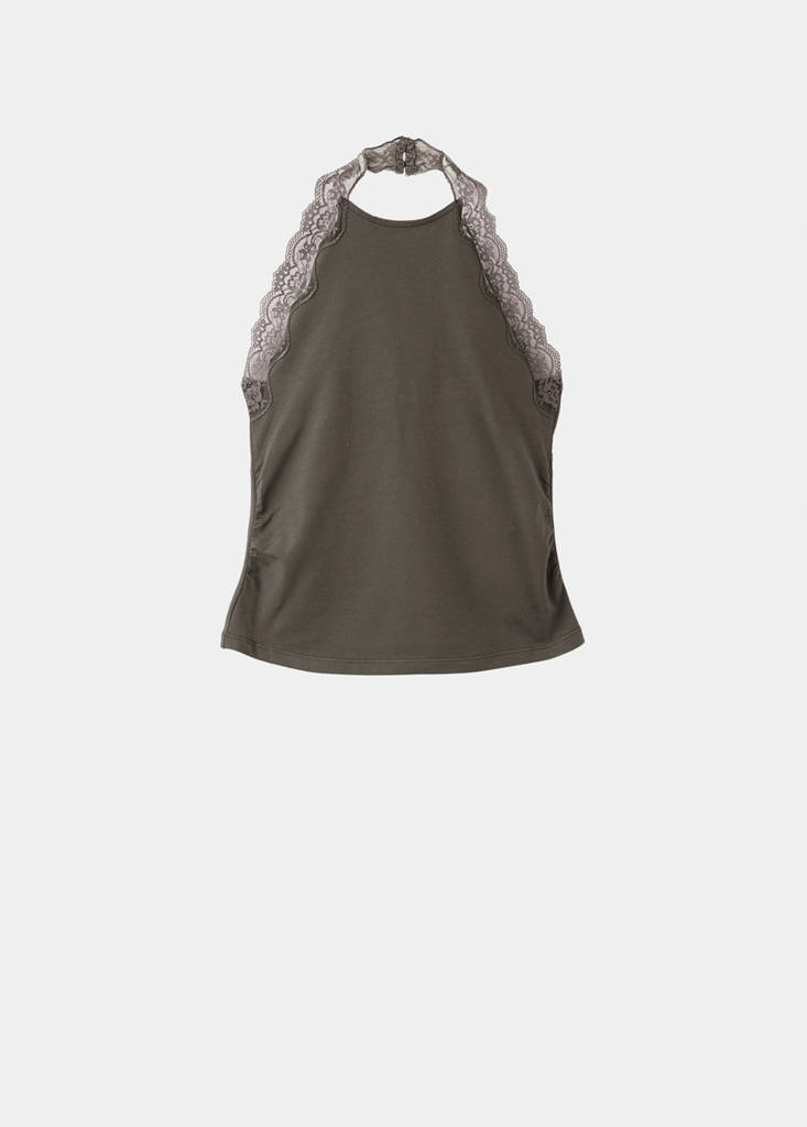 Lace trim top — Medium Brown