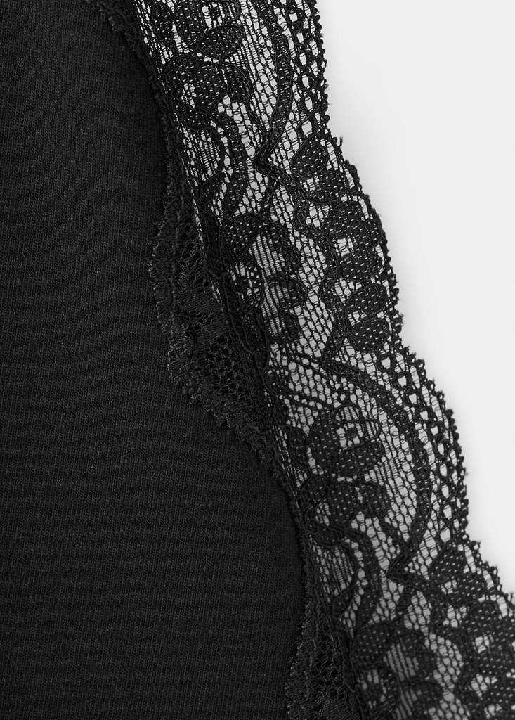 Lace trim top — Black