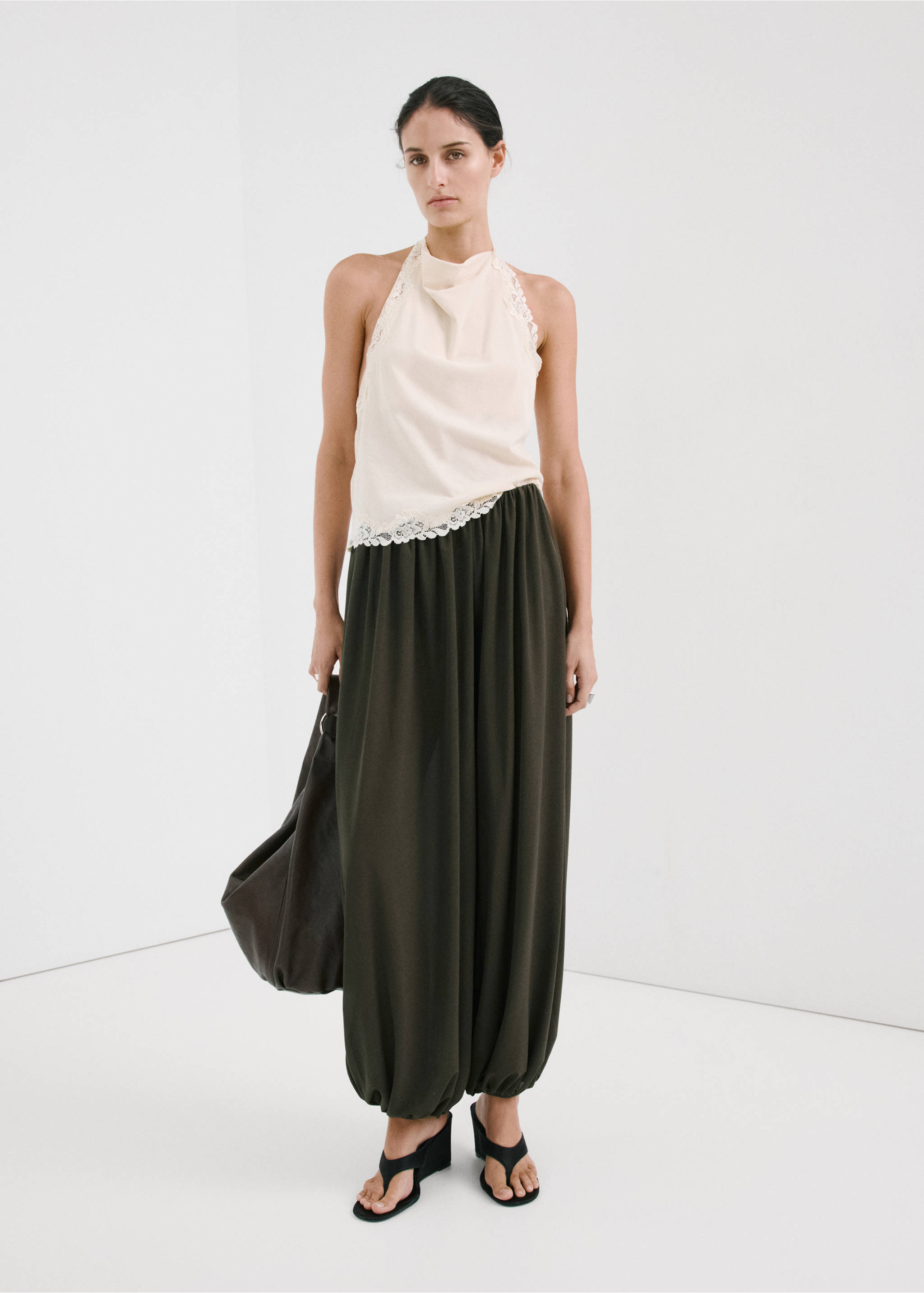 Lace halter neck top - General plane, Ecru. Ref: 27047142-00.