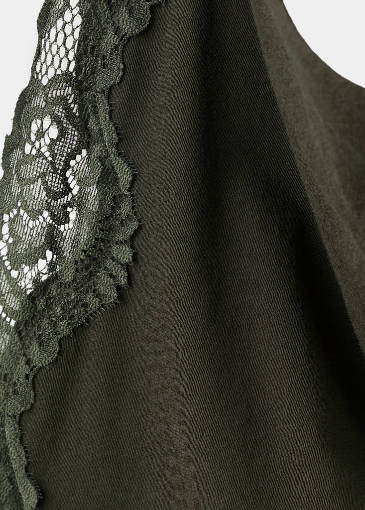 Lace halter neck top — Khaki