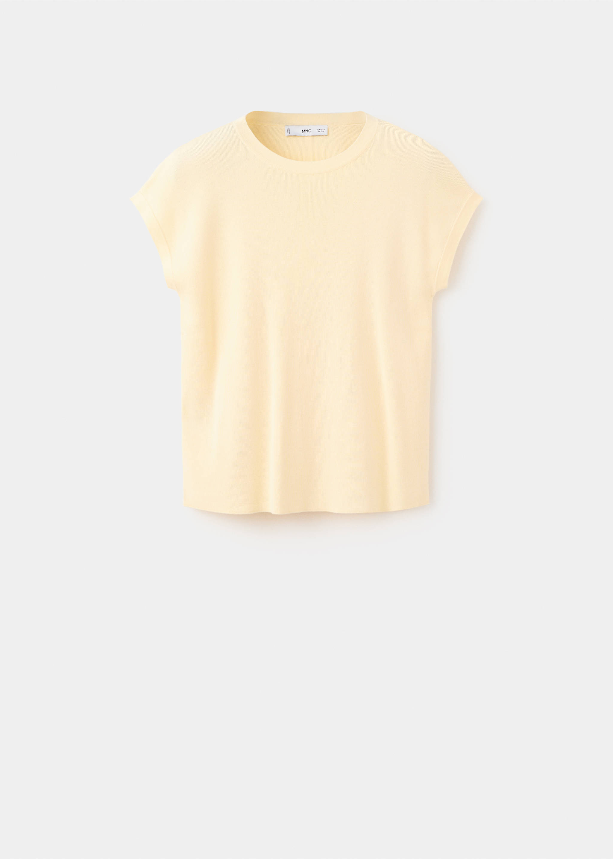 Short-sleeved knitted cotton sweater - Article without model, Pastel Yellow. Ref: 27047144-00.