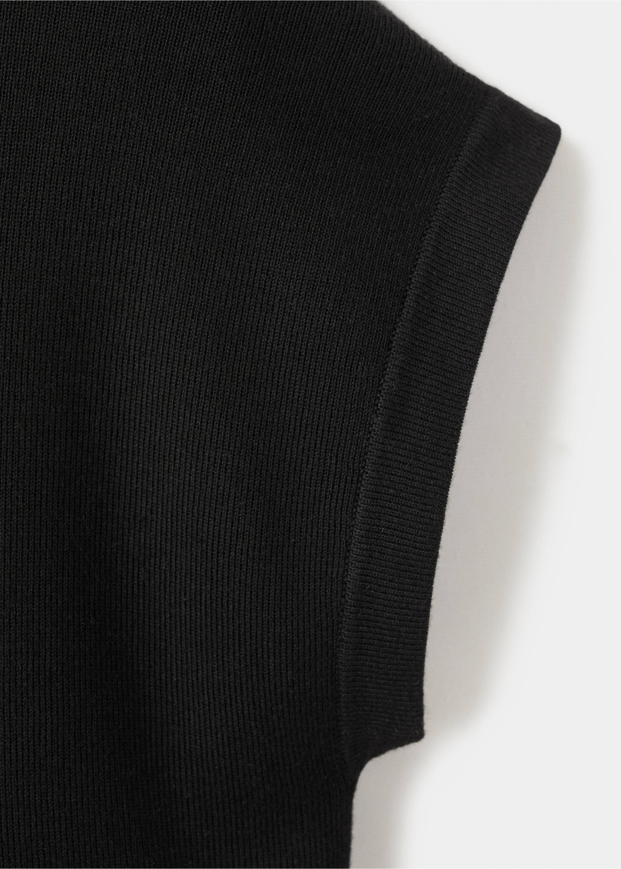 Short-sleeved knitted cotton sweater - Details of the article 8, Black. Ref: 27047144-00.