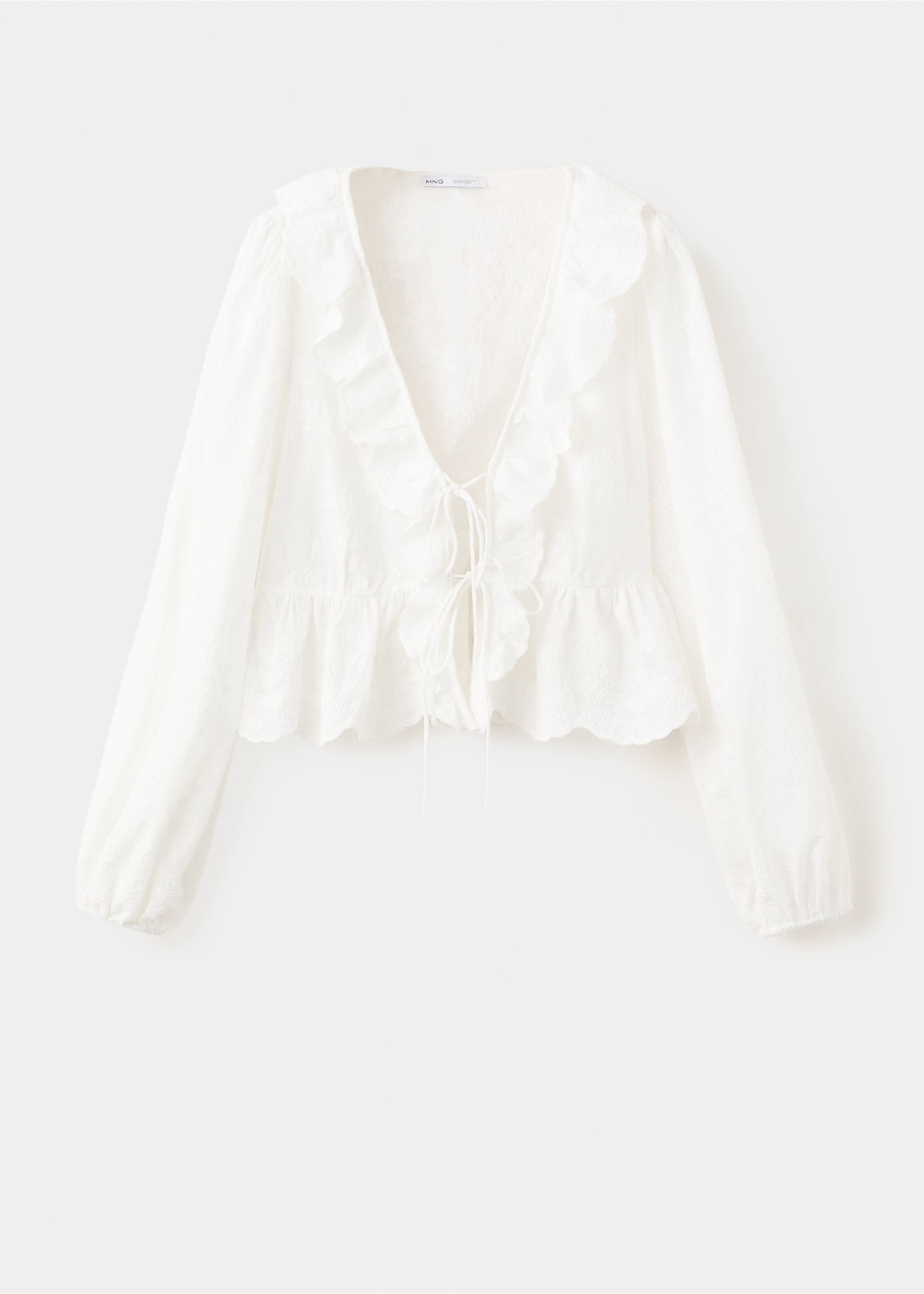 Ruffled embroidered blouse - Article without model, Off White. Ref: 27047145-00.