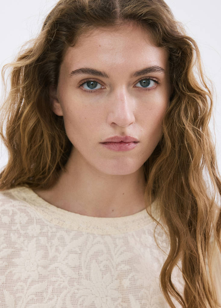 Lace contrast shirt — Yellow