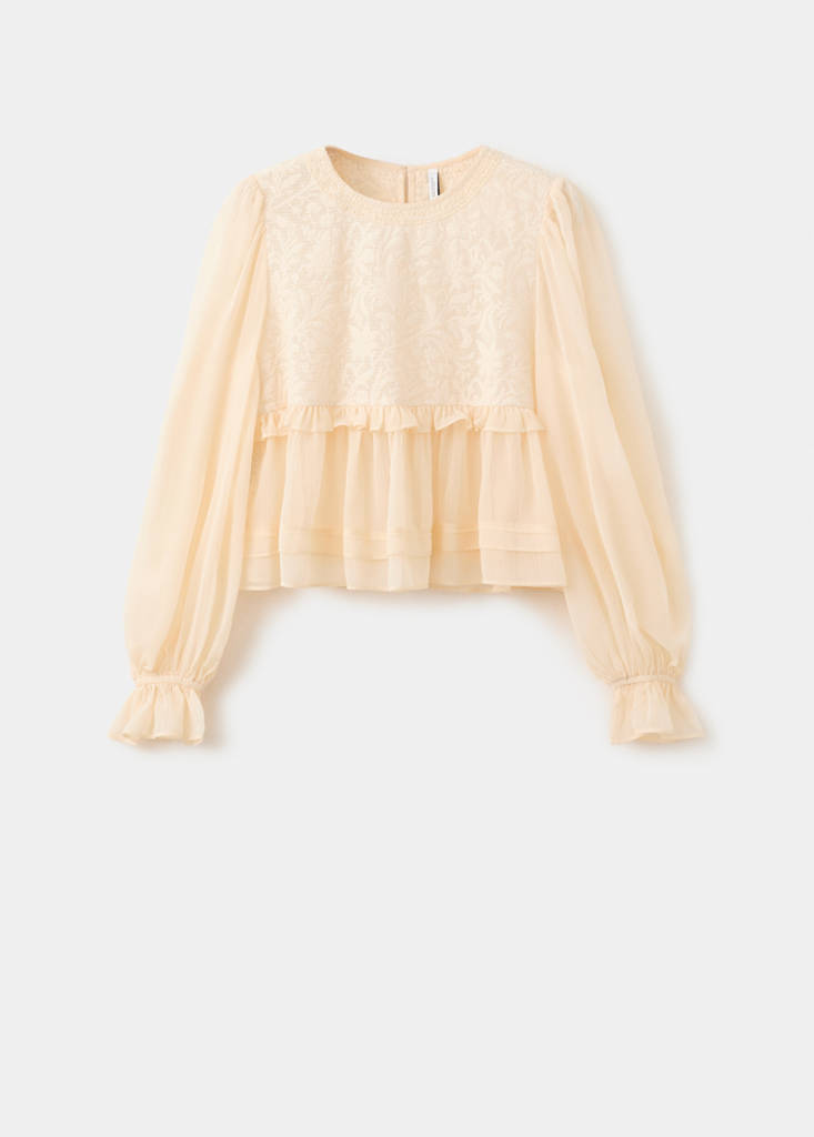 Lace contrast shirt — Yellow