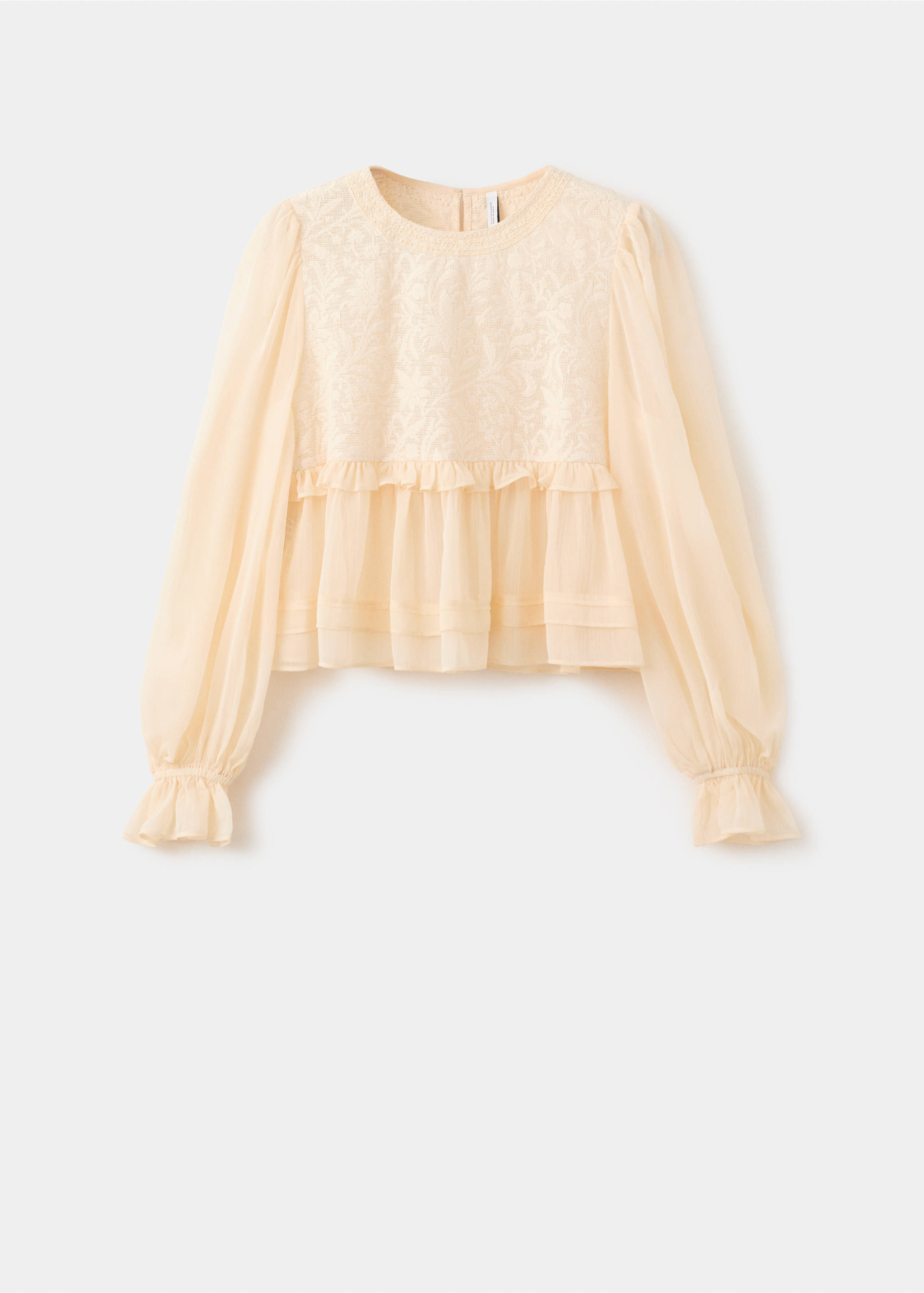 Lace contrast shirt - Article without model, Yellow. Ref: 27047146-00.