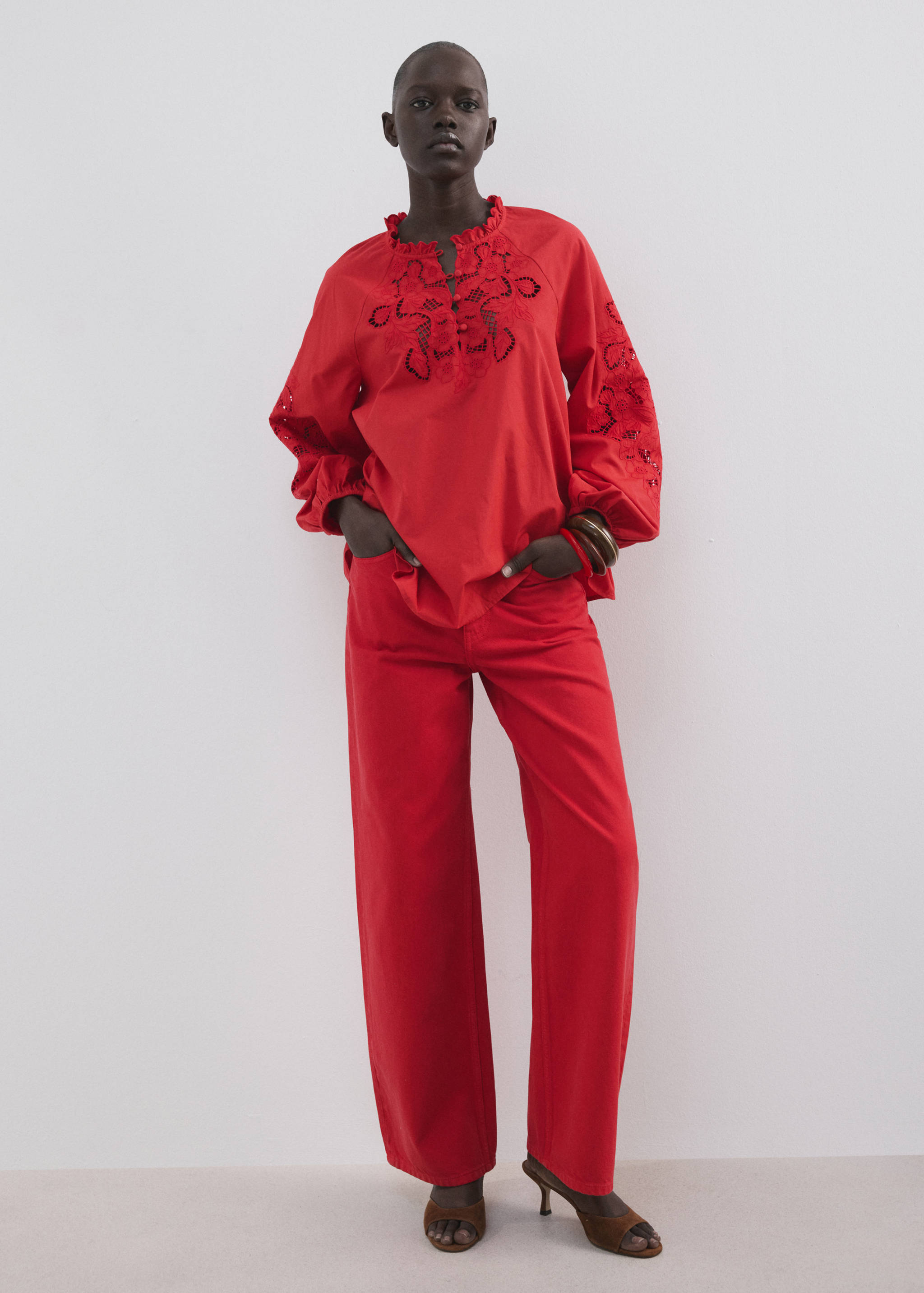 Embroidered openwork blouse - General plane