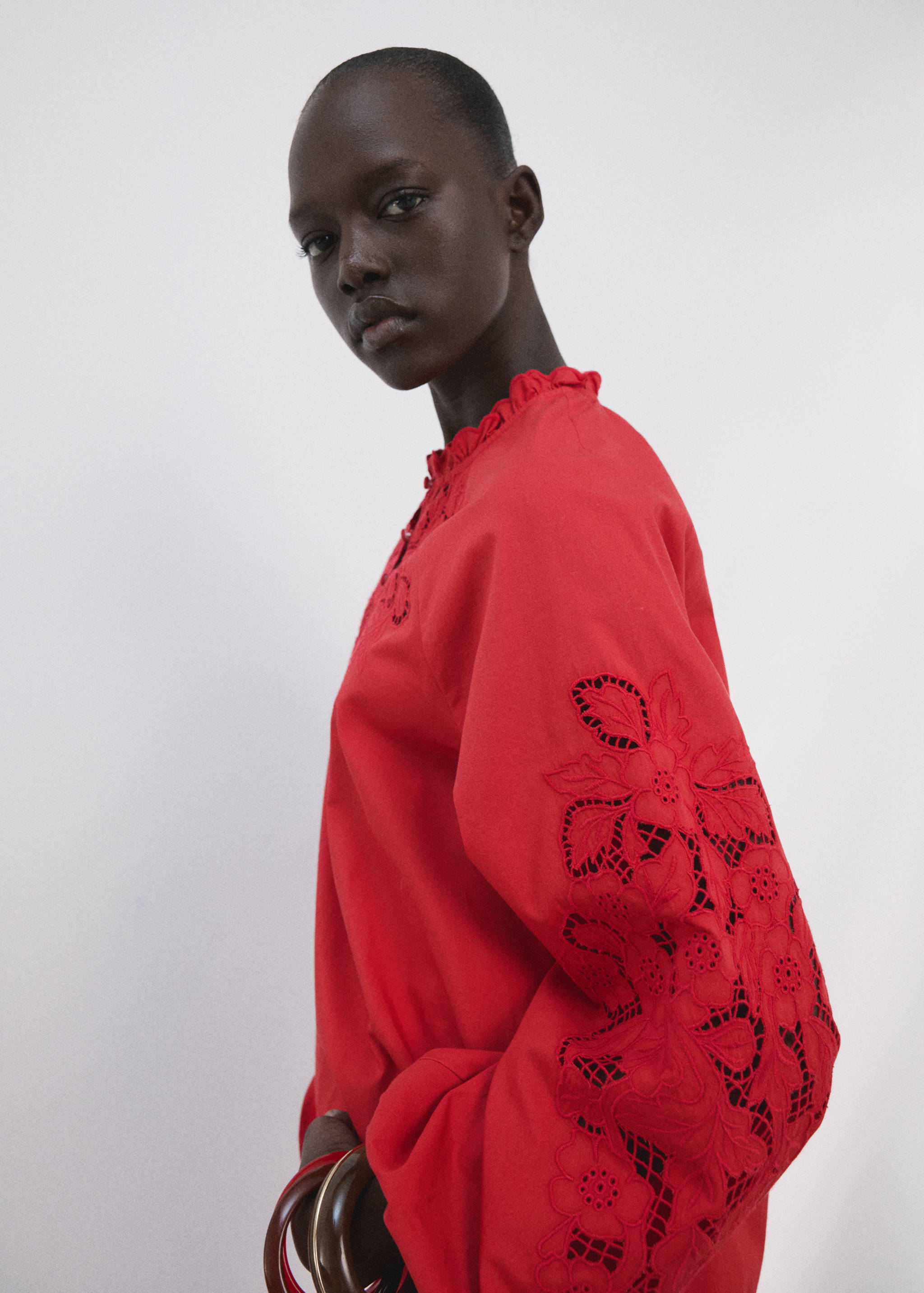 Embroidered openwork blouse - Medium plane