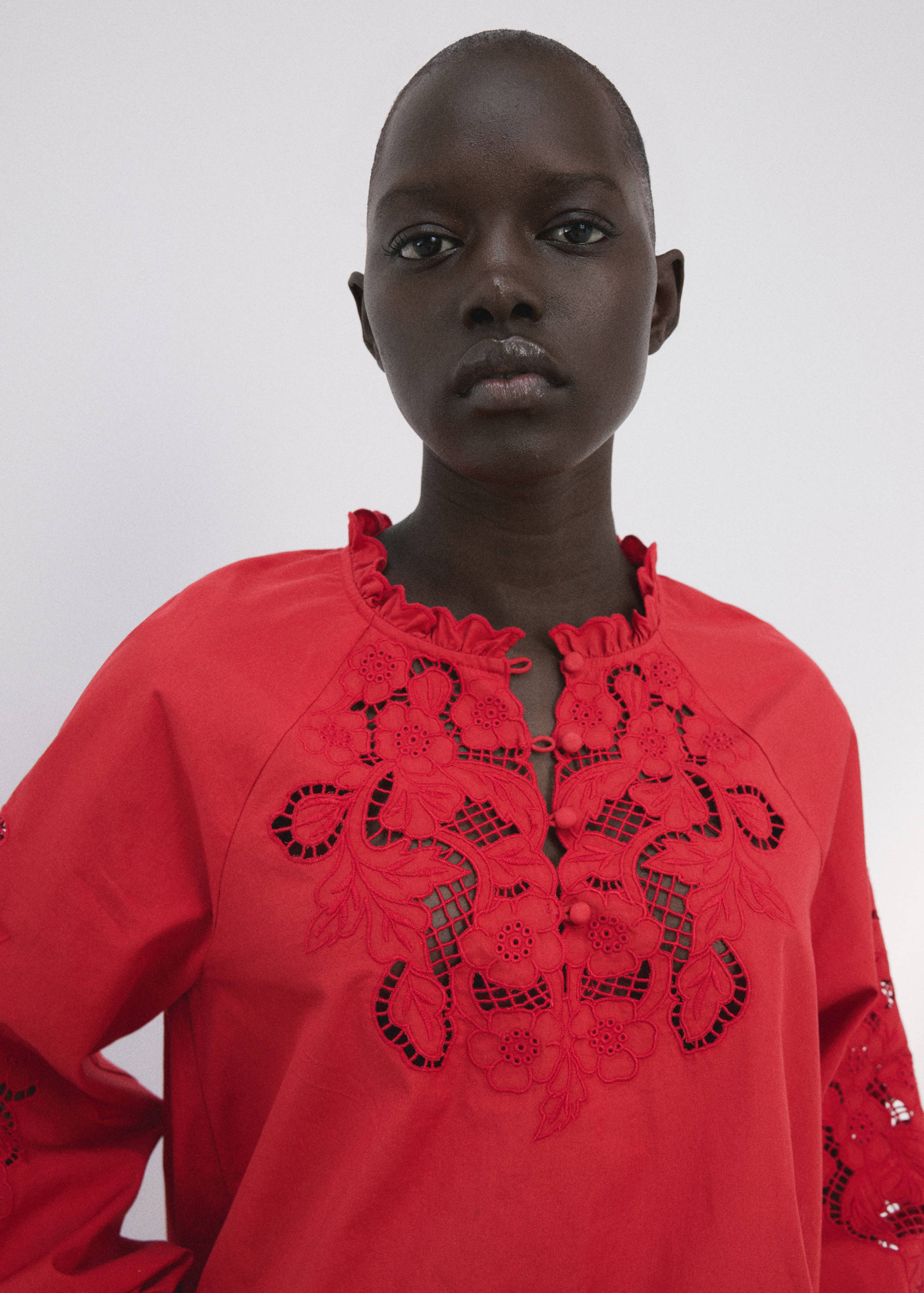 Embroidered openwork blouse - Details of the article 1